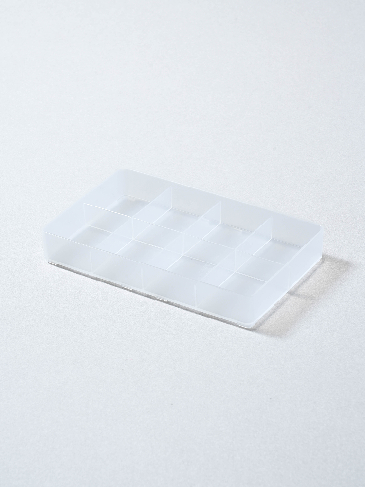 8 clear compartment storage boxes made in Japan