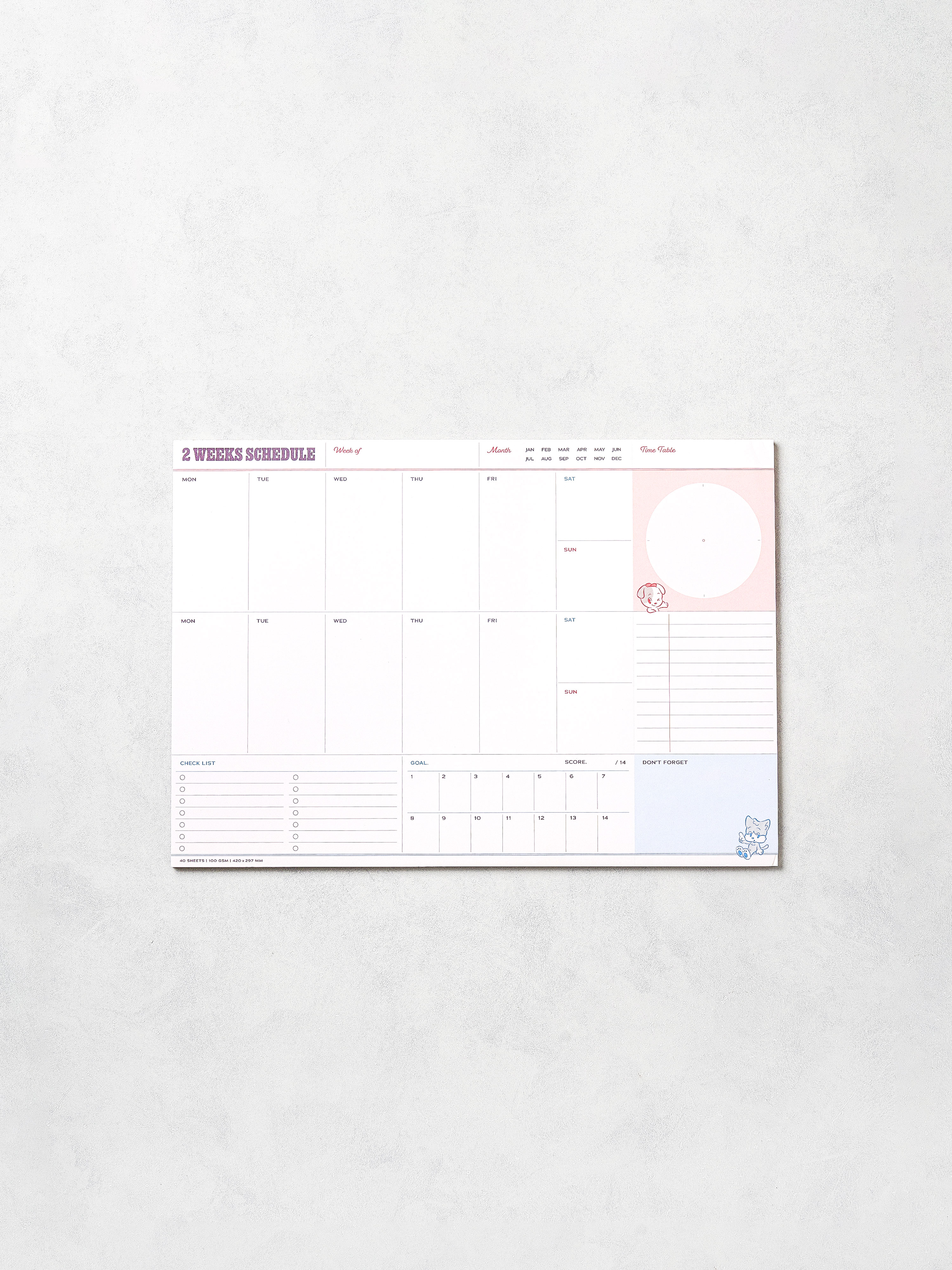 Weekly Scheduler A3 40 sheets