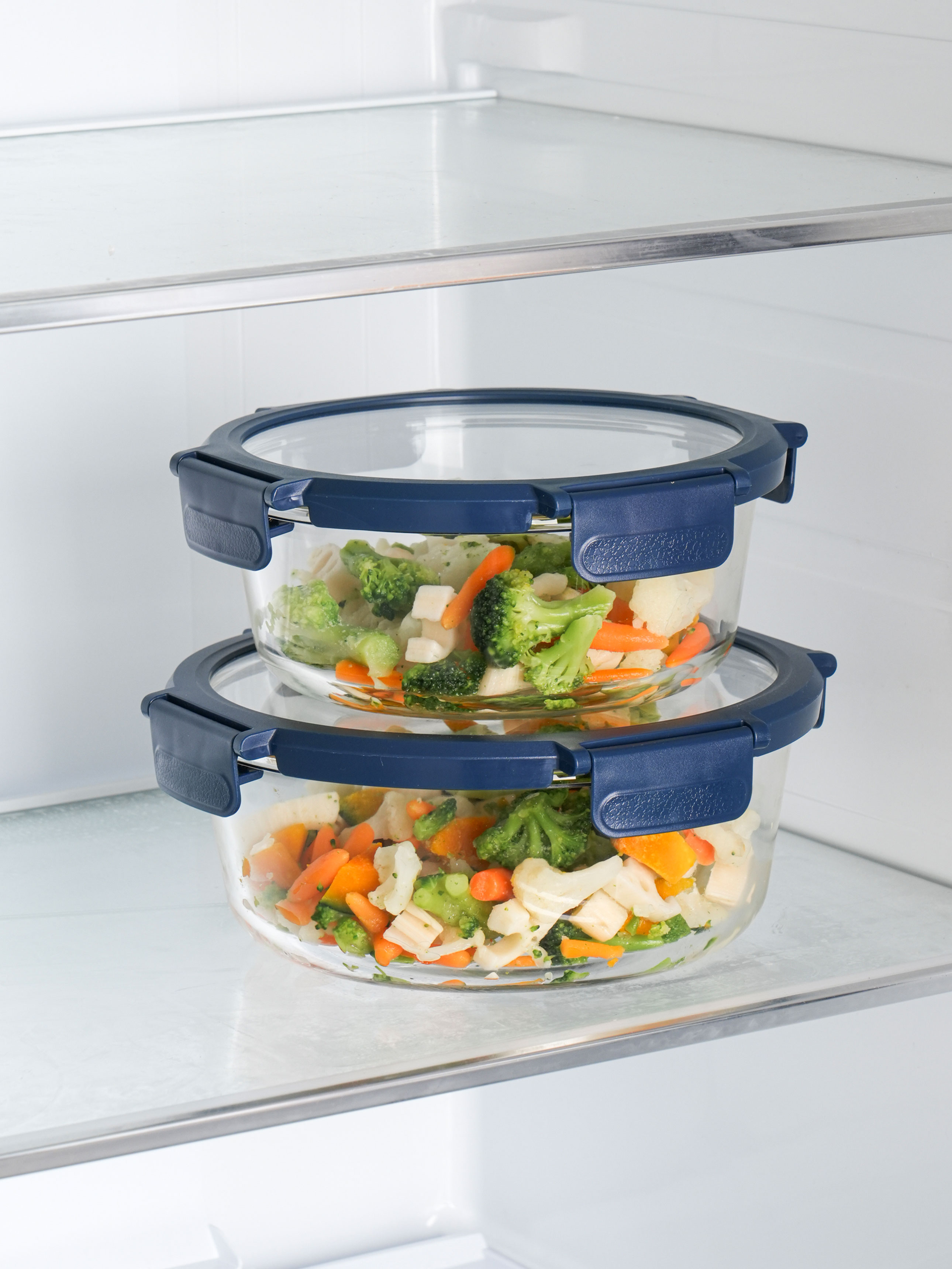 Blue Edge Heat Resistant Glass Cupboard Round 1 L