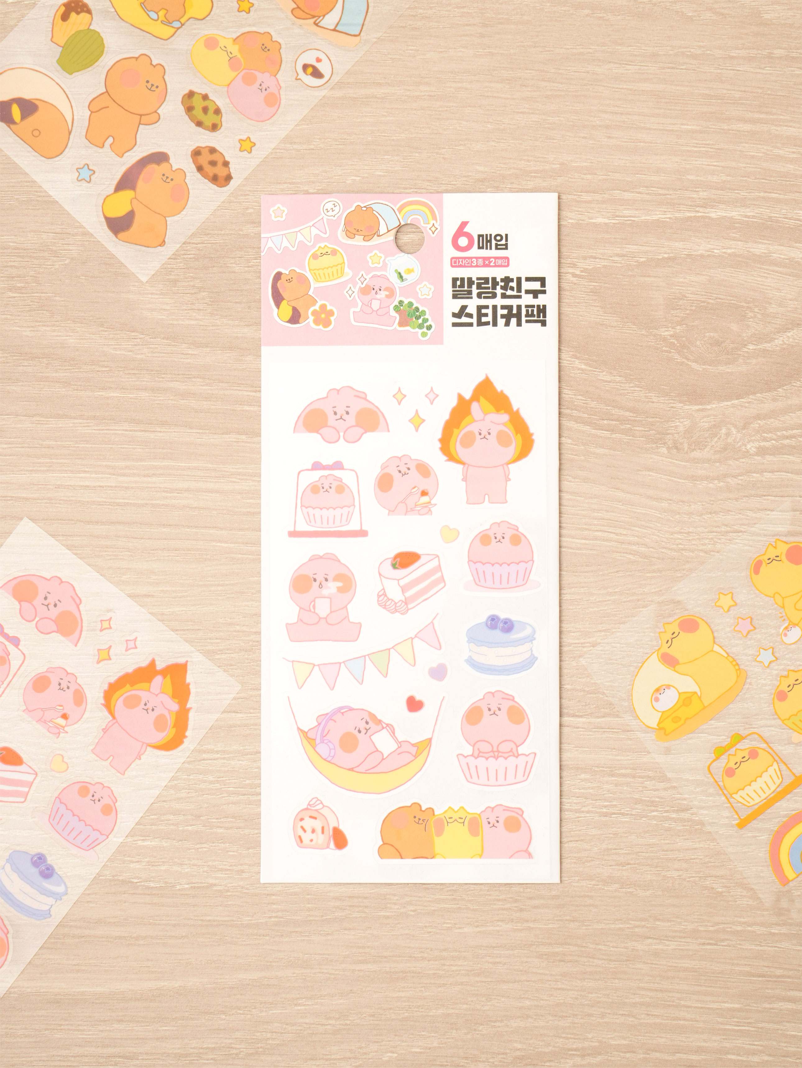 6 soft friends PET stickers