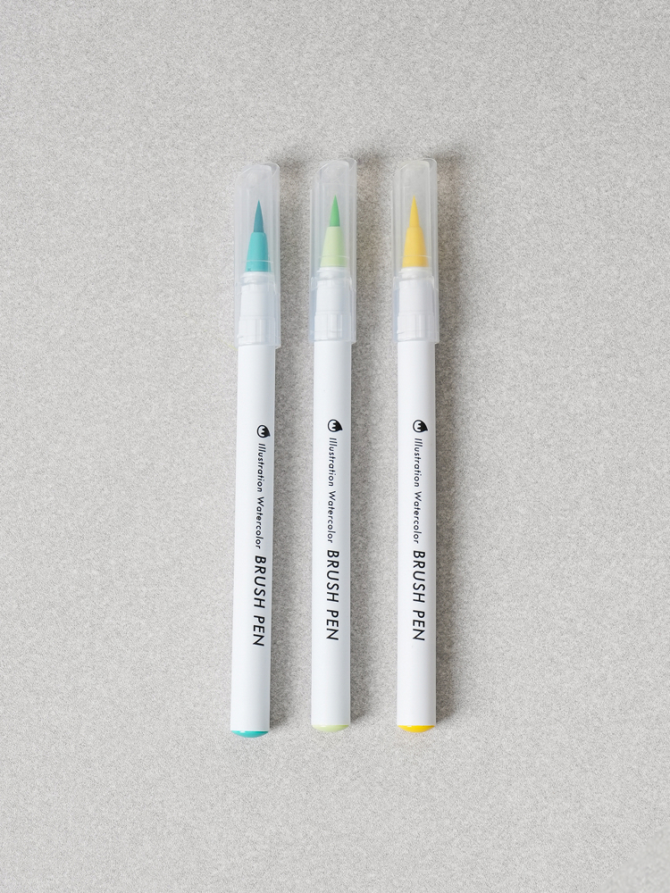 Real brush pen 3pcs soft green tone
