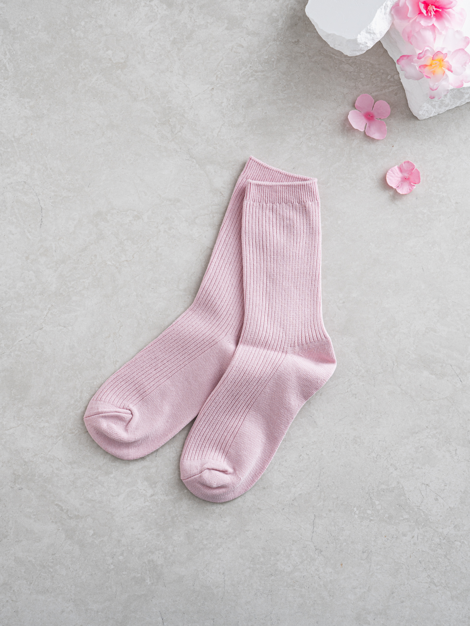Monfoot Women's Ribbed Long Socks Pink