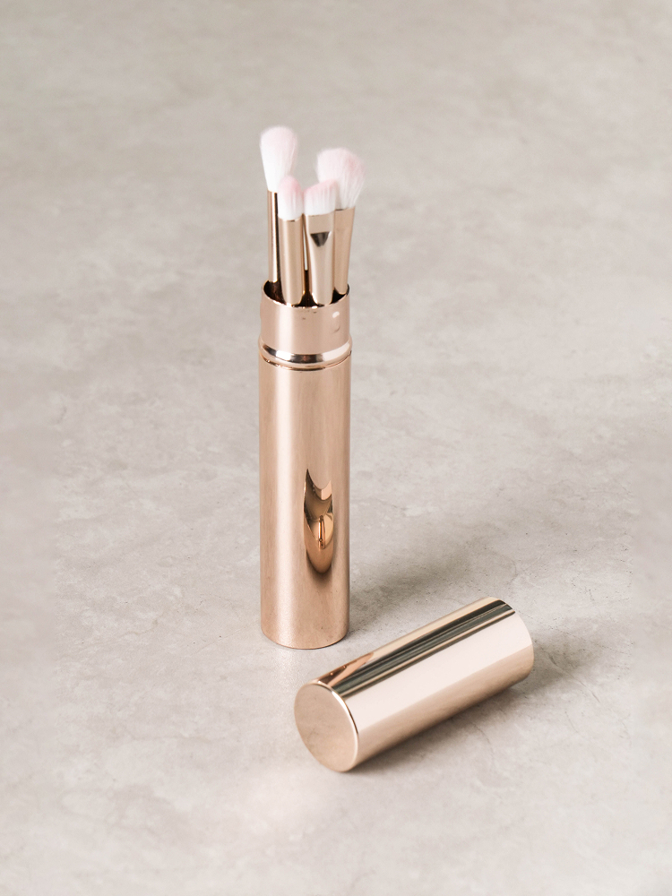 Cylindrical slim case and brush set of 5