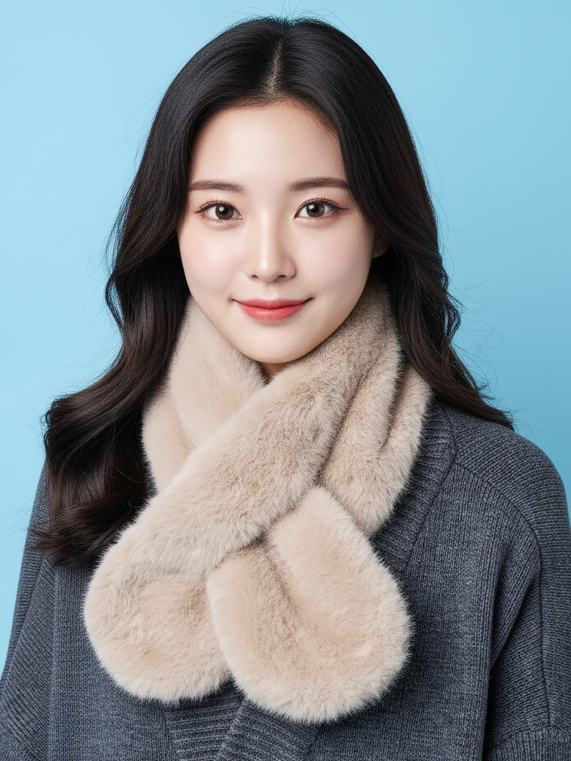 Round fur scarf 90