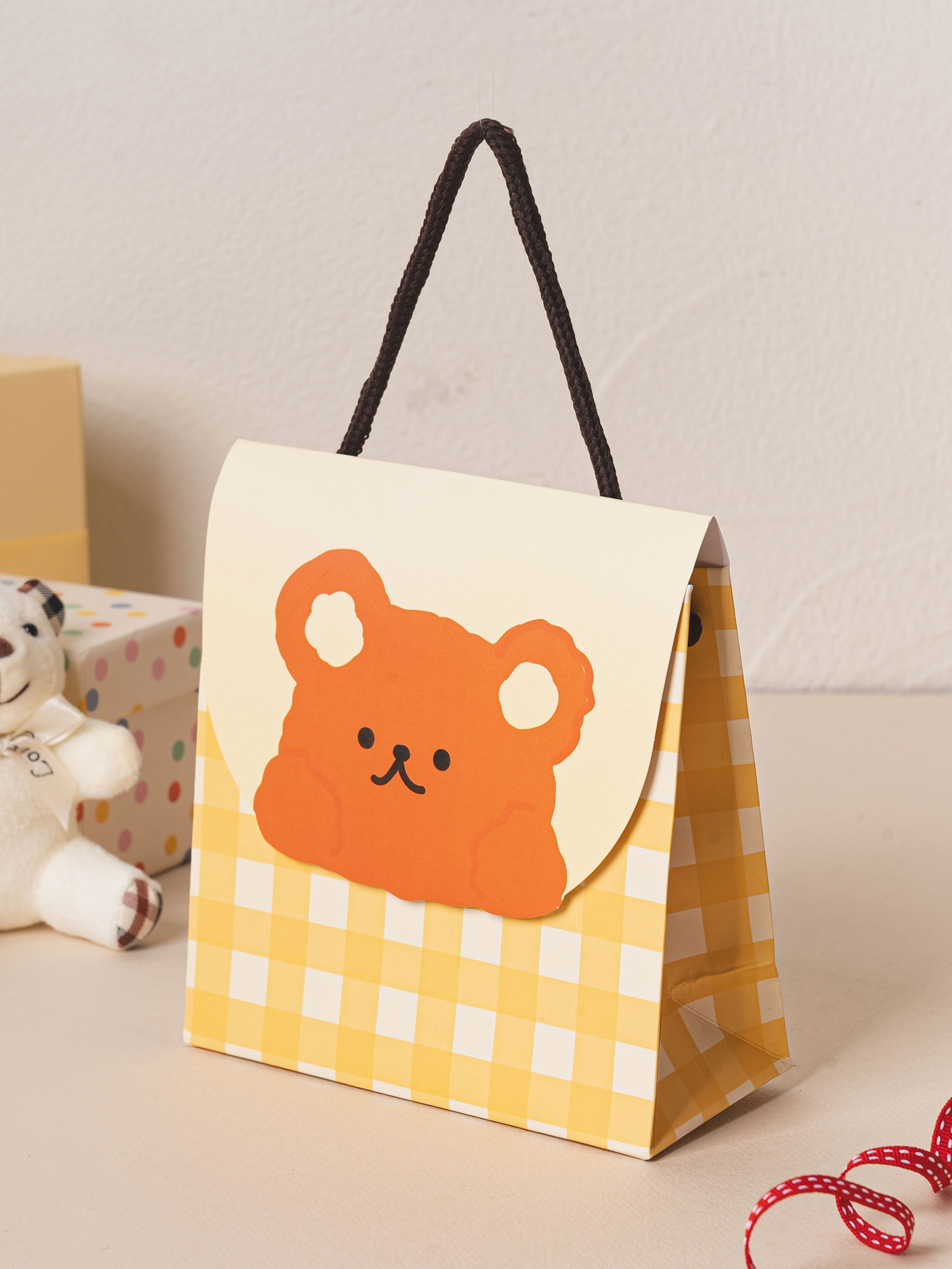 Squeeze type mini shopping bag yellow