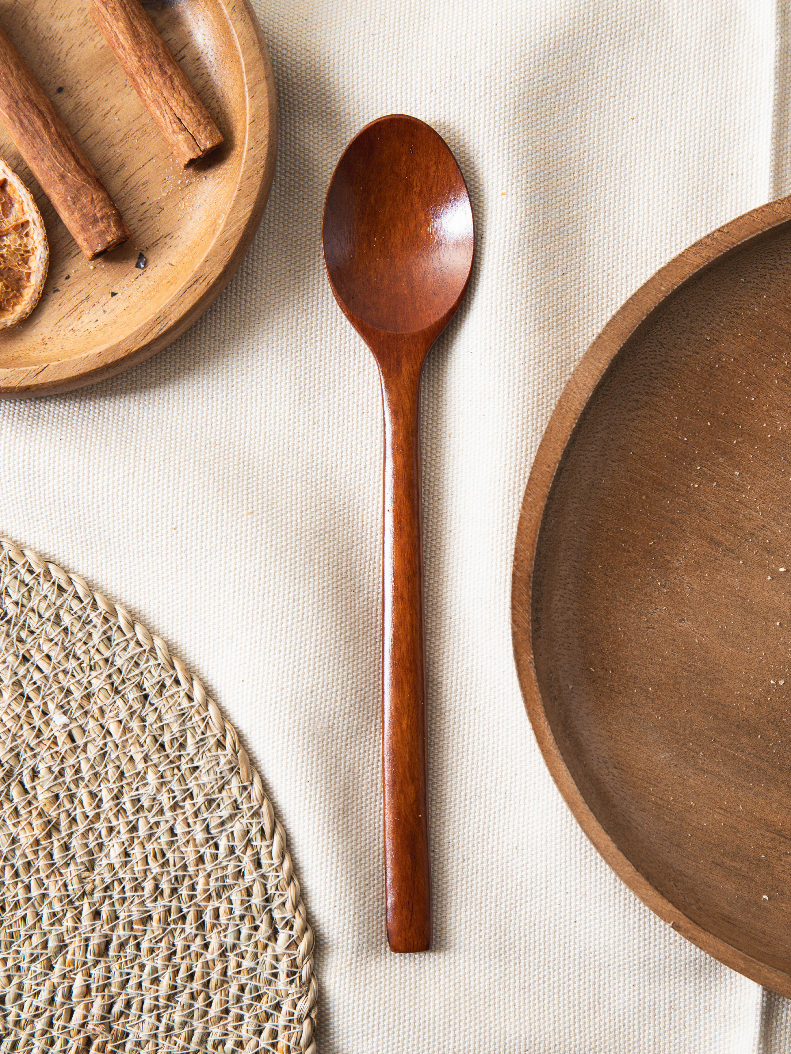 Natural Lacquered Wooden Spoon Large