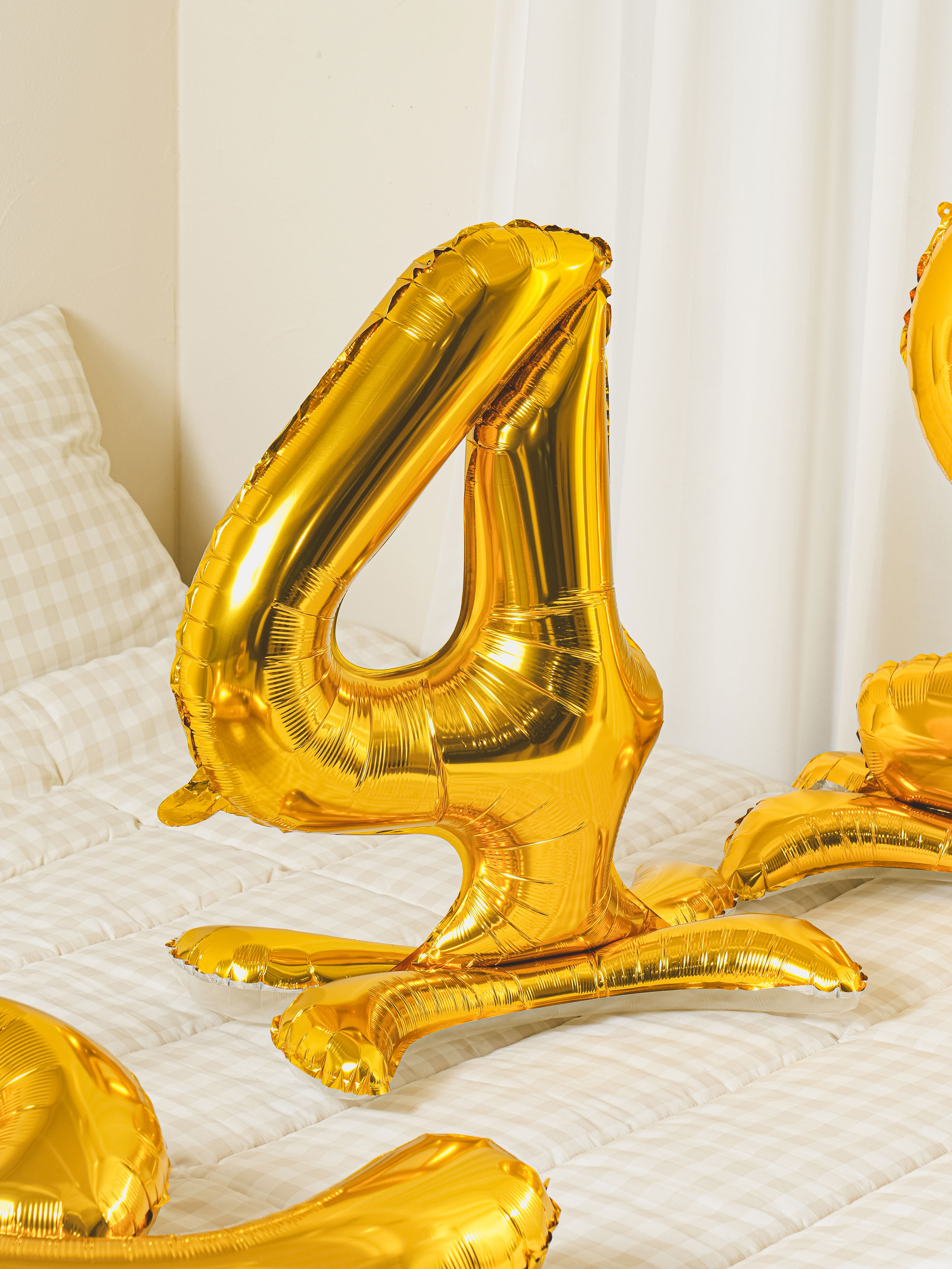 Gold Metallic Standing Number Balloon 4