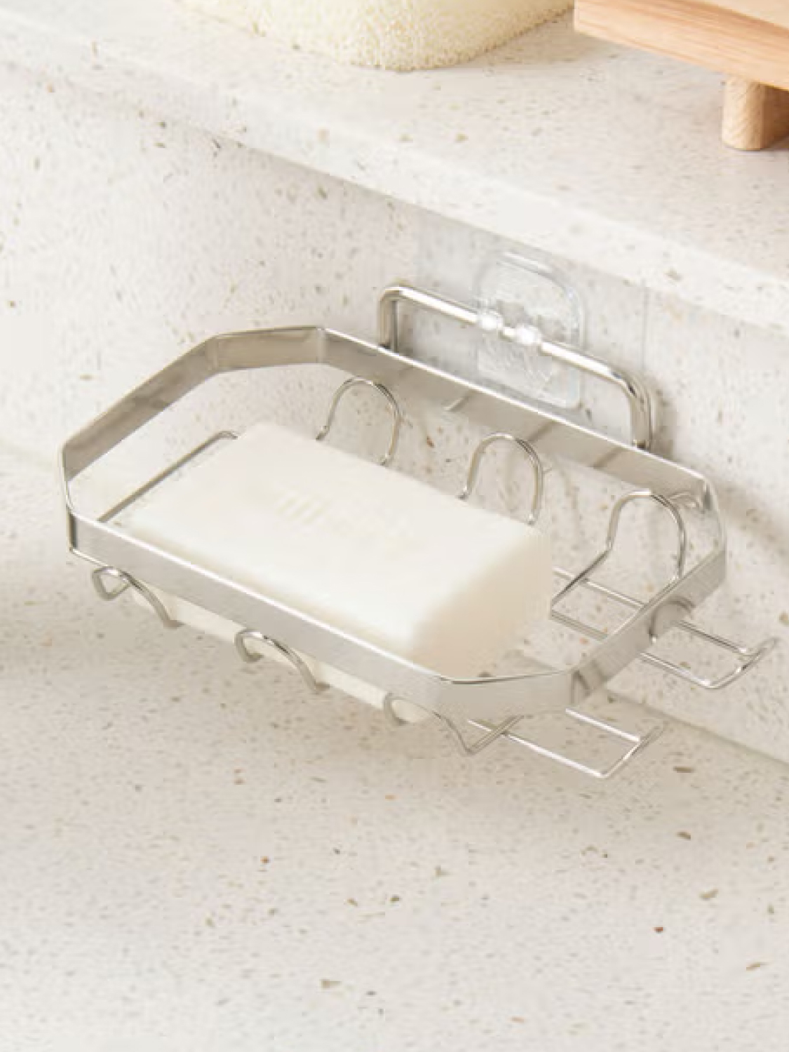 Stainless steel attached soap dish