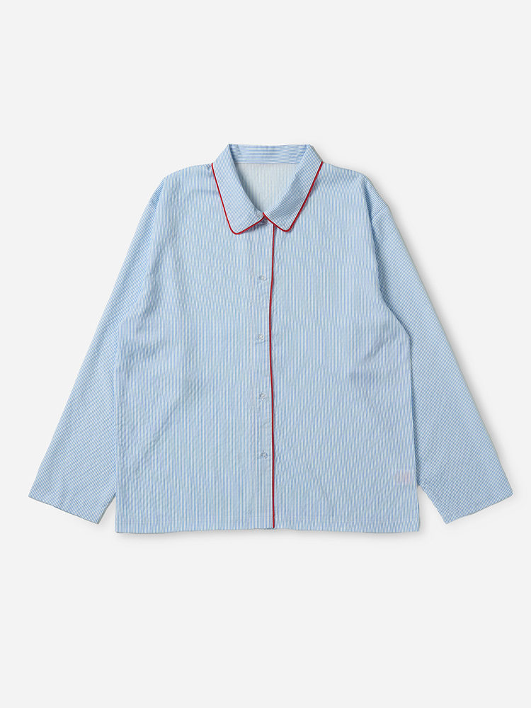 [Common]Piping Pajama Top L Blue
