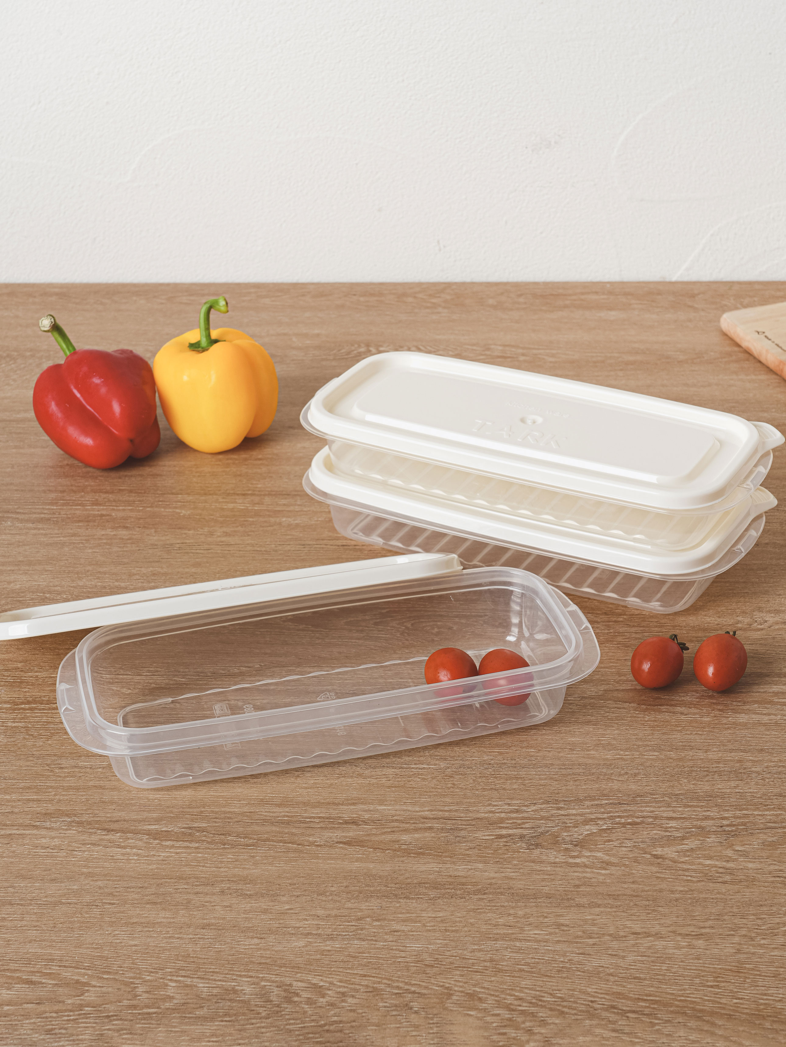 TARK Rectangular Convenient Container 680ml 3pcs White