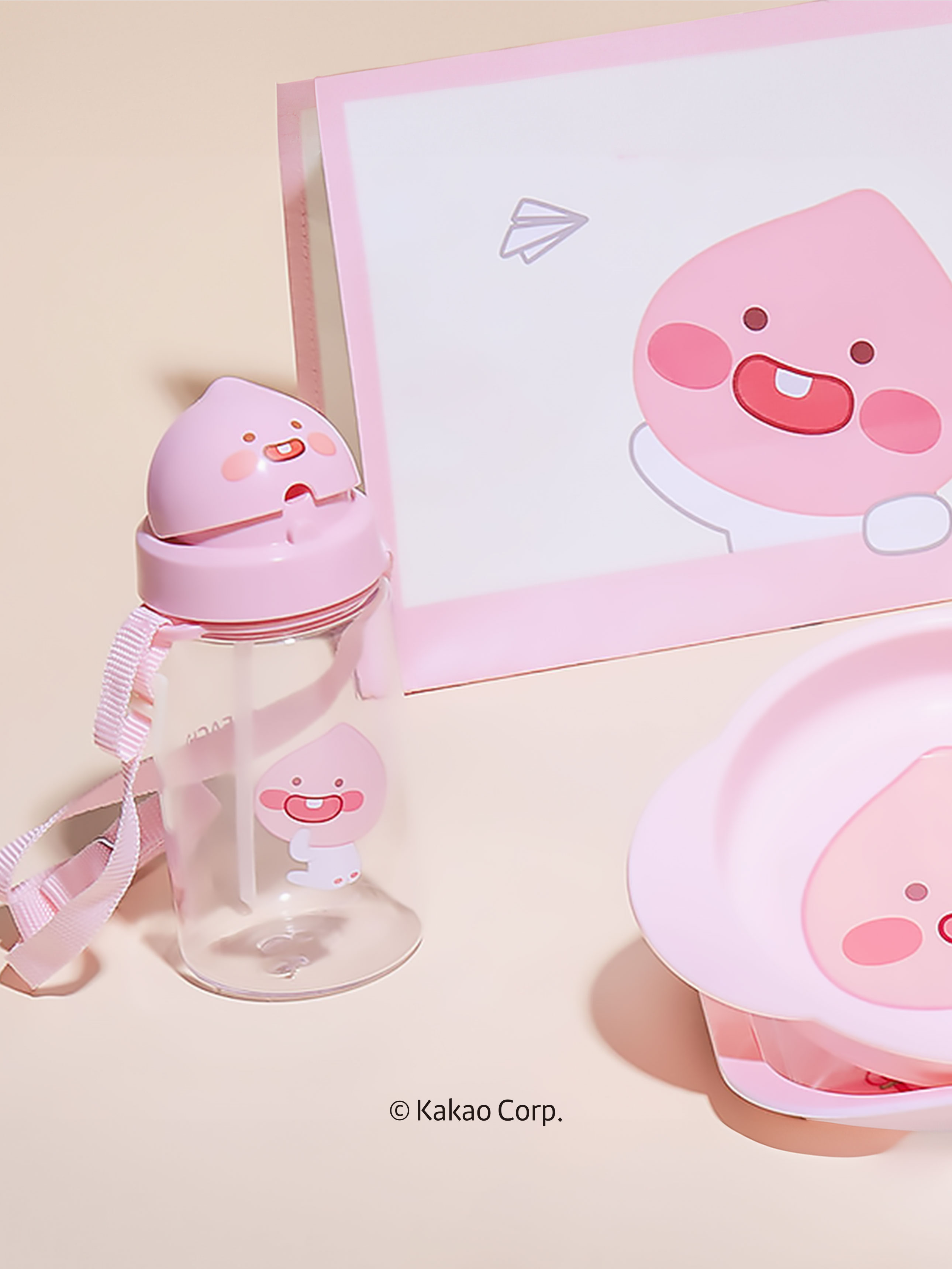 Little Kakao Friends Straw Water Bottle 350ml Apeach