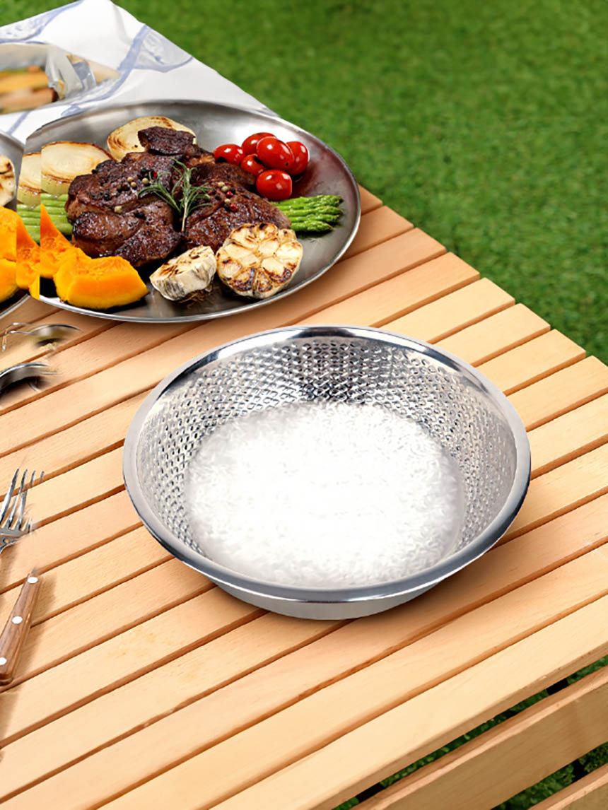 Stainless steel embossed rice box 28cm