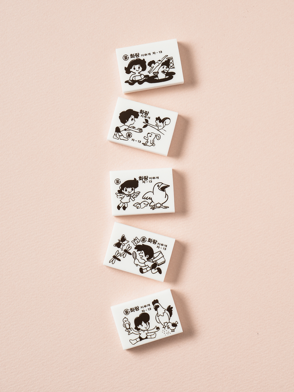 Hwarang Original Striped Retro Eraser 5pcs