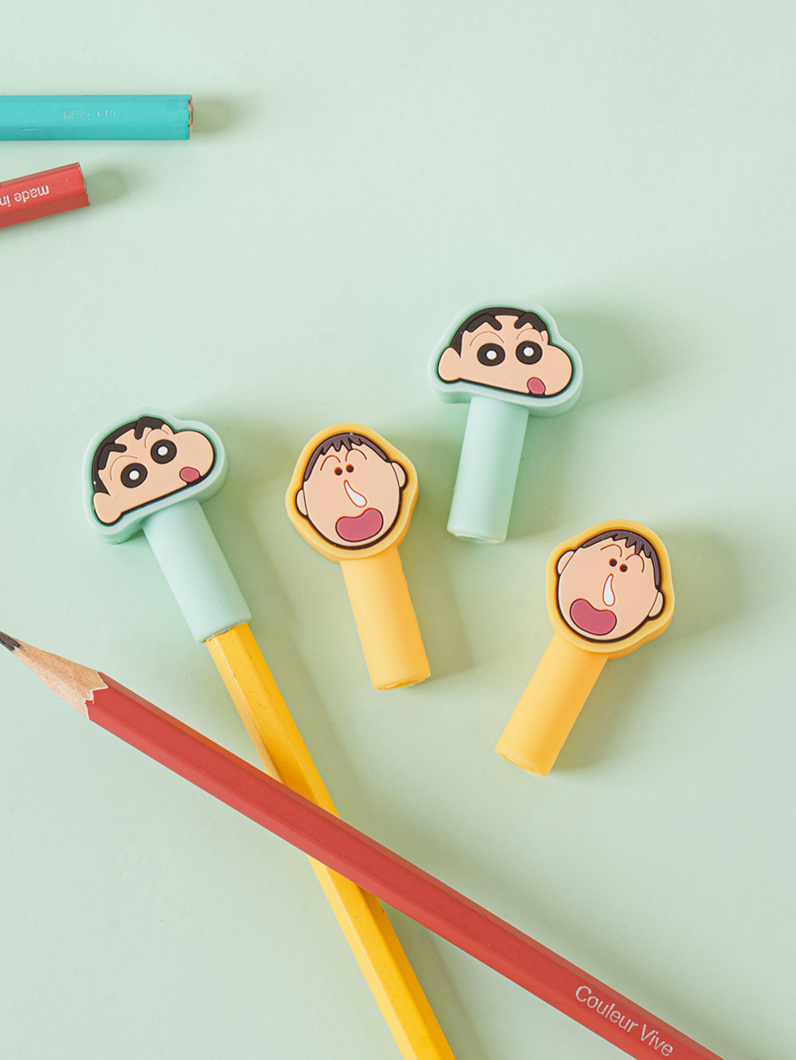 Crayon Shin-chan face point pencil caps (4 packs)