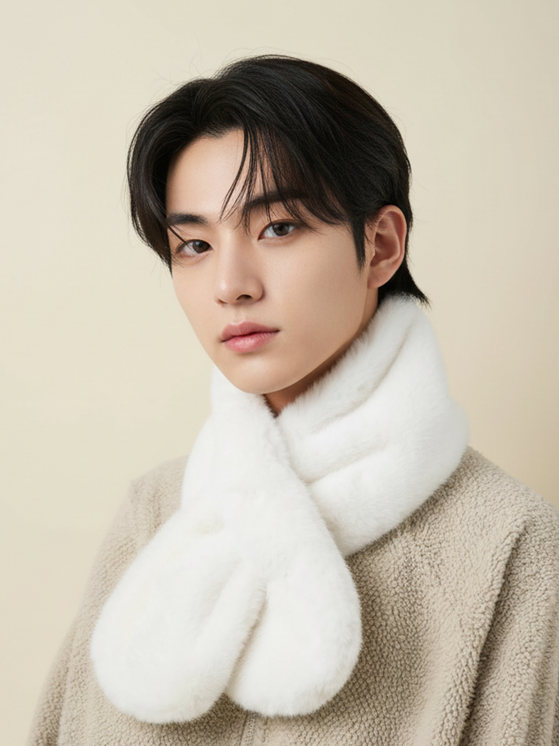 Round fur scarf 90