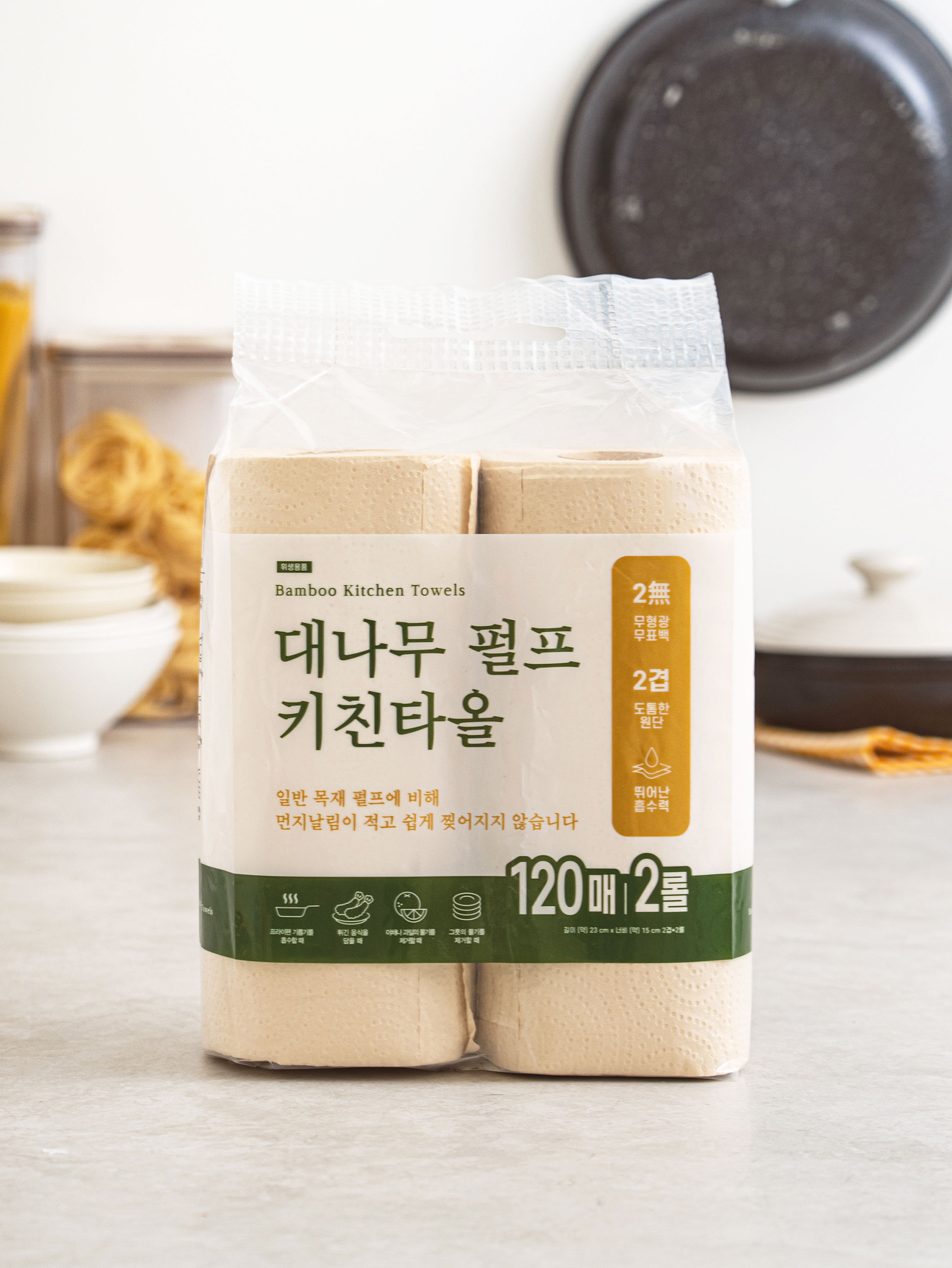 Bamboo pulp kitchen towels 120 sheets x 2 rolls