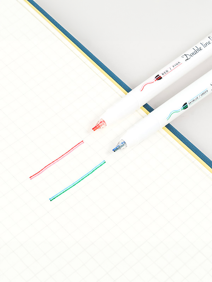 Double line rollerball pen 0.5mm 2 packs