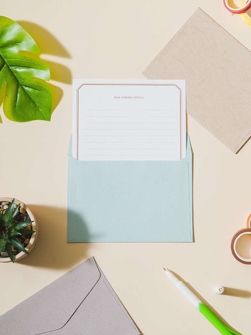 color stationery set blue