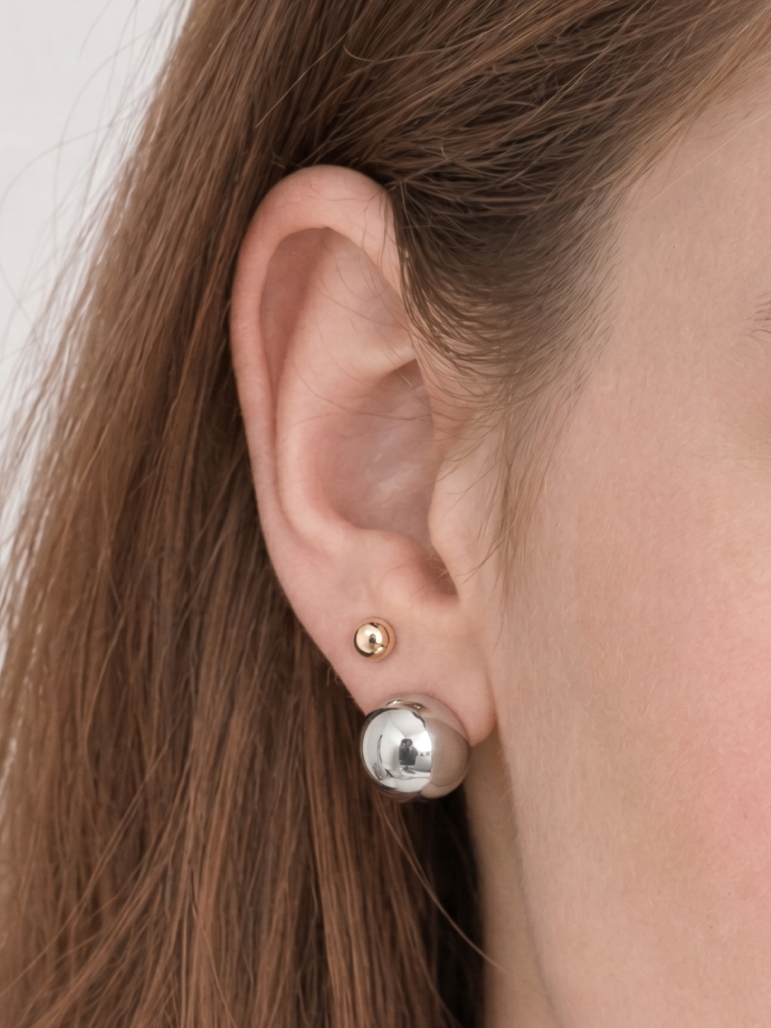 Soui half ball silver earrings (2 pieces)
