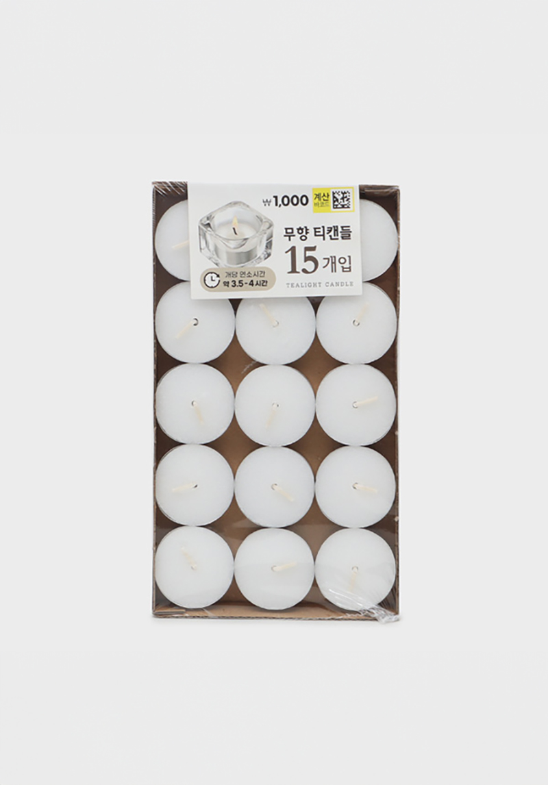 15 unscented white tea candles