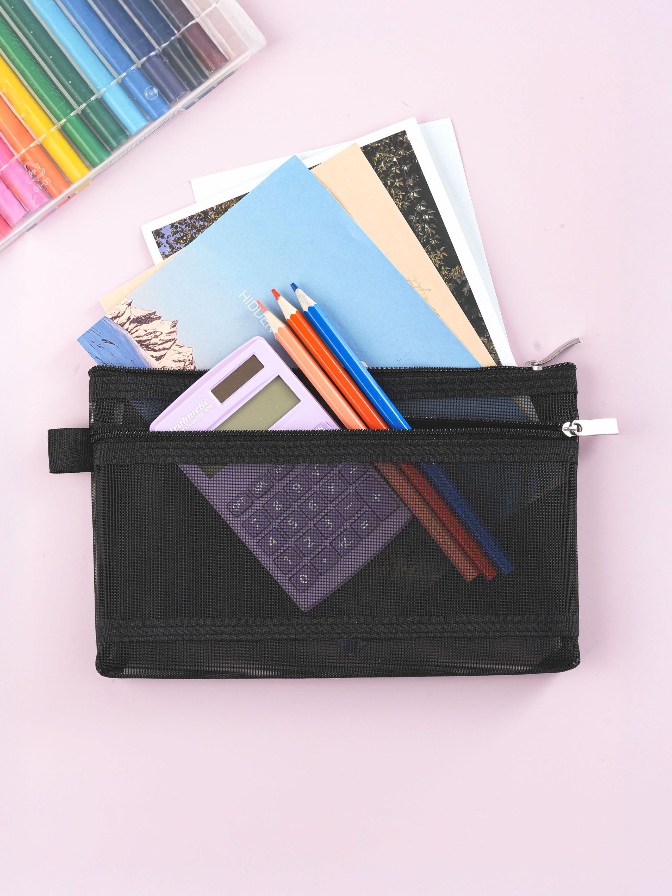 Two-stage zipper mesh pouch 22.5