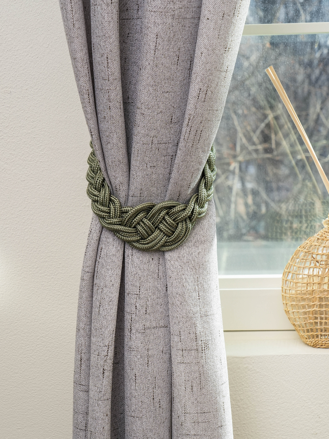 double twist long curtain ties