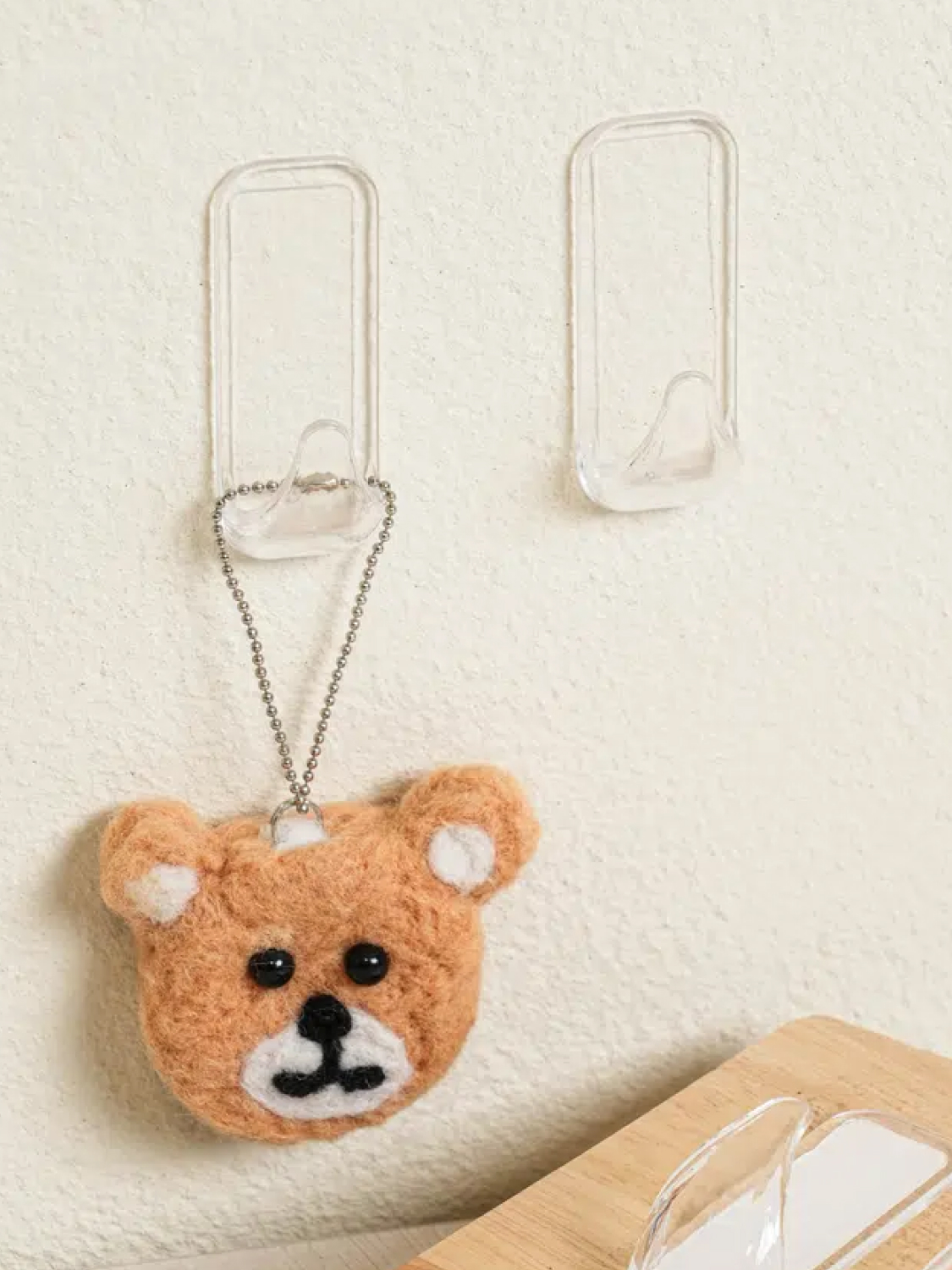 4 clear square tape type hooks