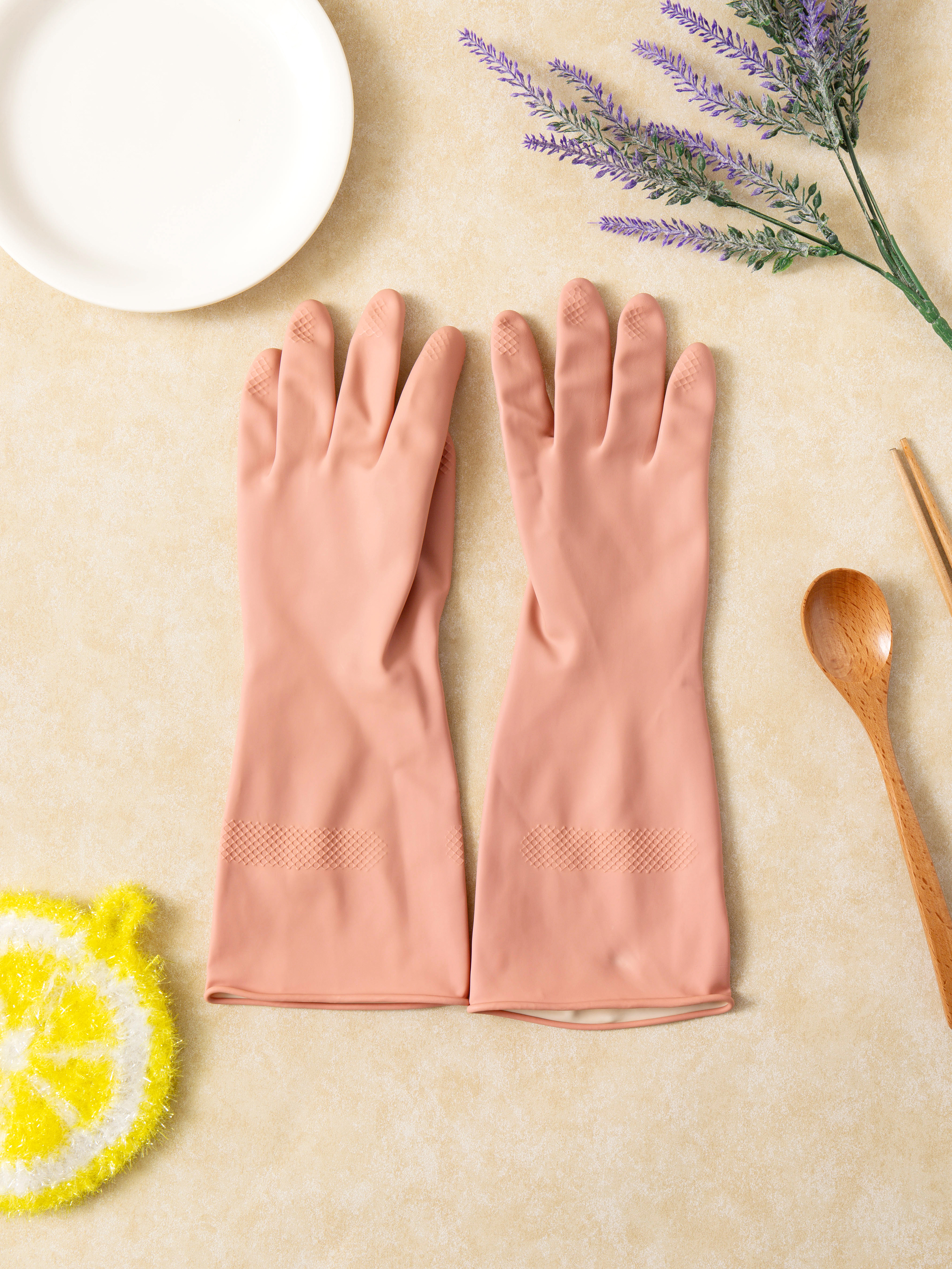 2 pairs of Taehwa color rubber gloves indie pink small size