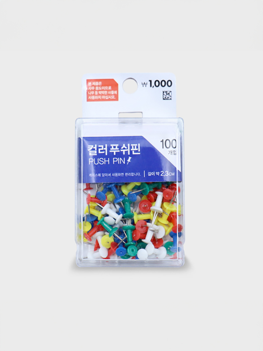 100 colored push pins