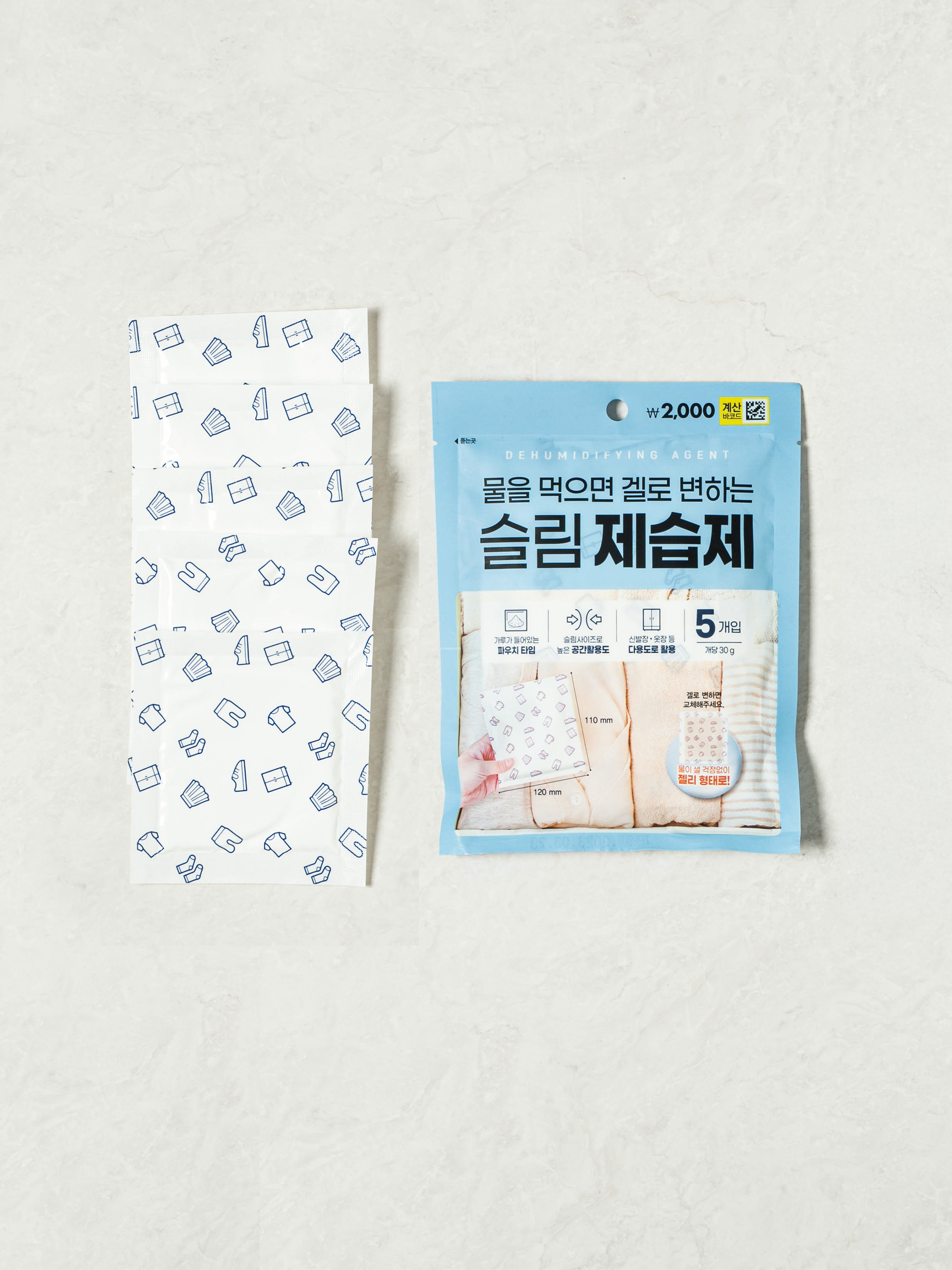Slim gel type dehumidifier 30 g 5 packs