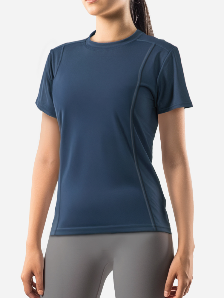 [Women] Slim fit short sleeve L navy
