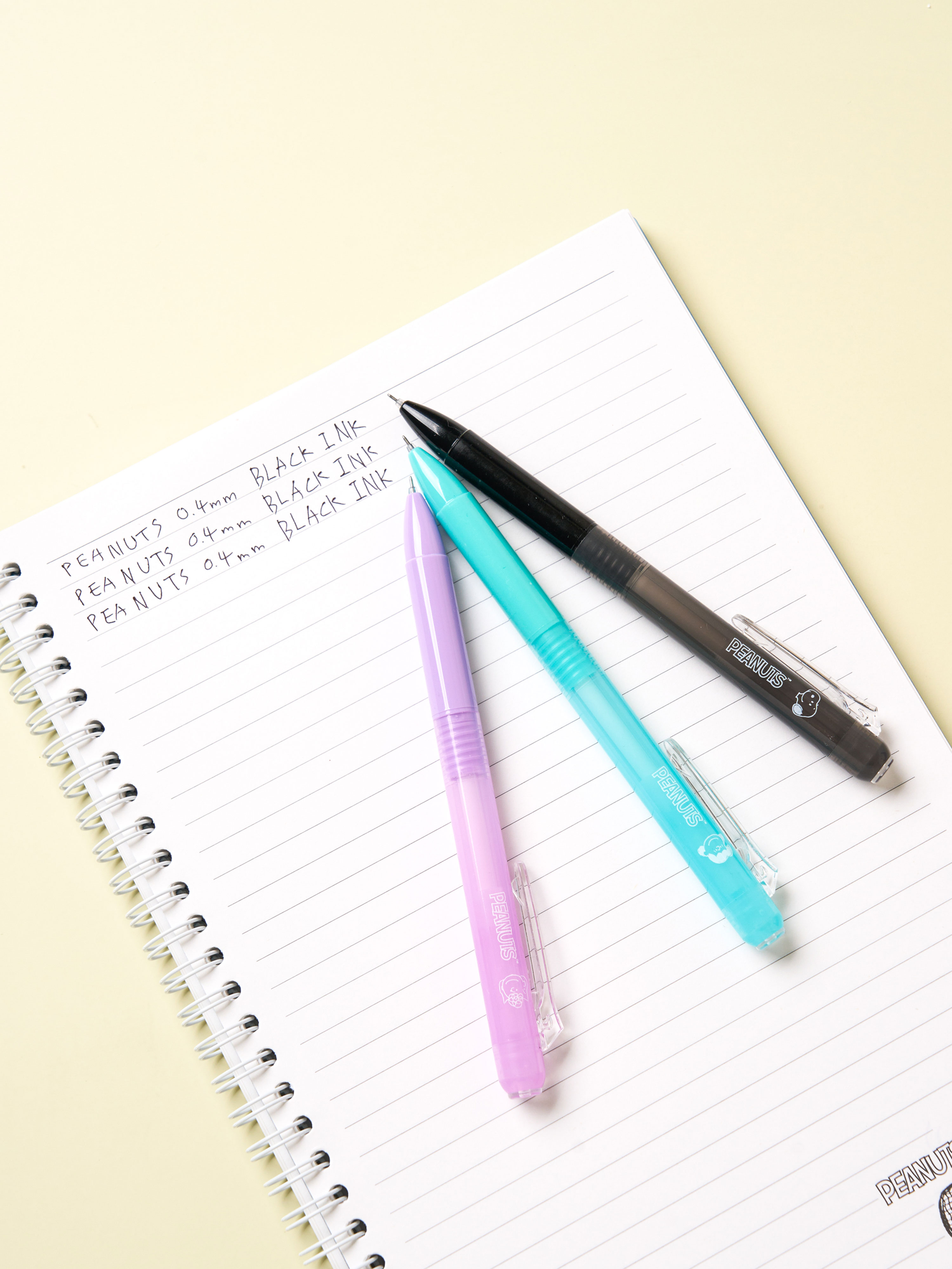 Peanuts Is Permanent Pen 0.4 mm Black 3 Pieces Mint/Purple/Black
