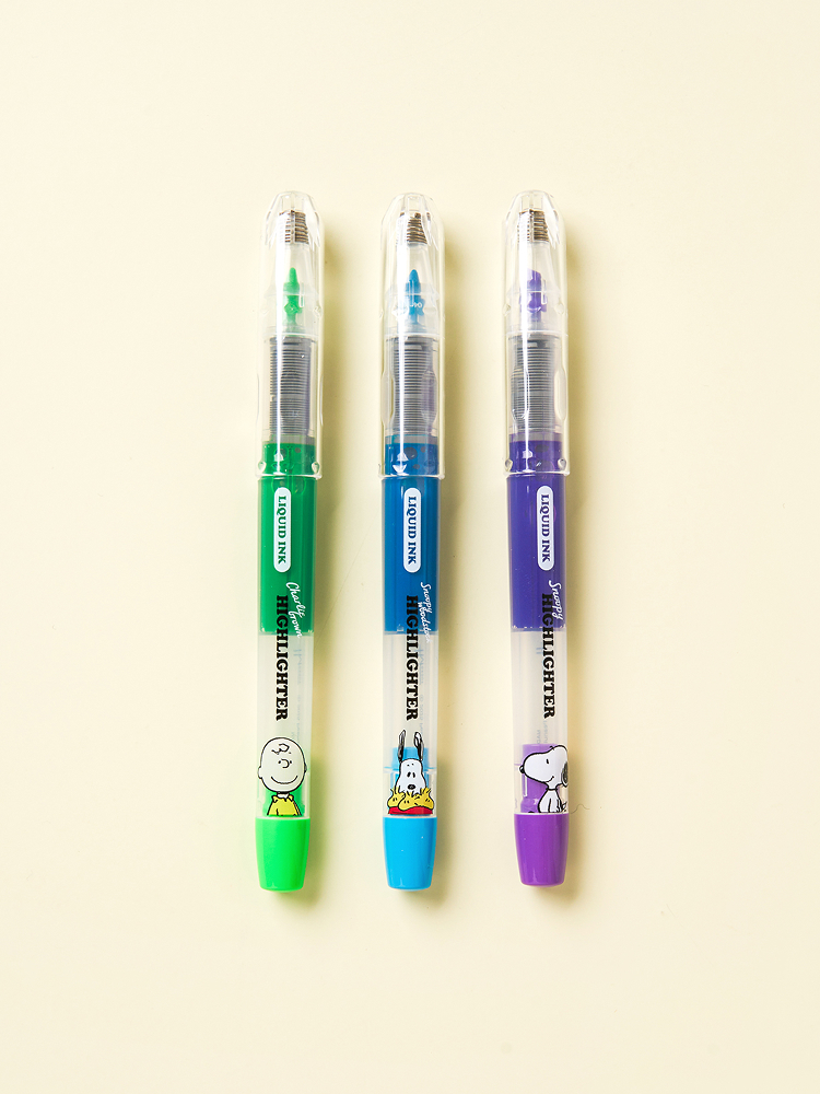 Peanuts raw ink highlighter 3 pcs green & blue & purple