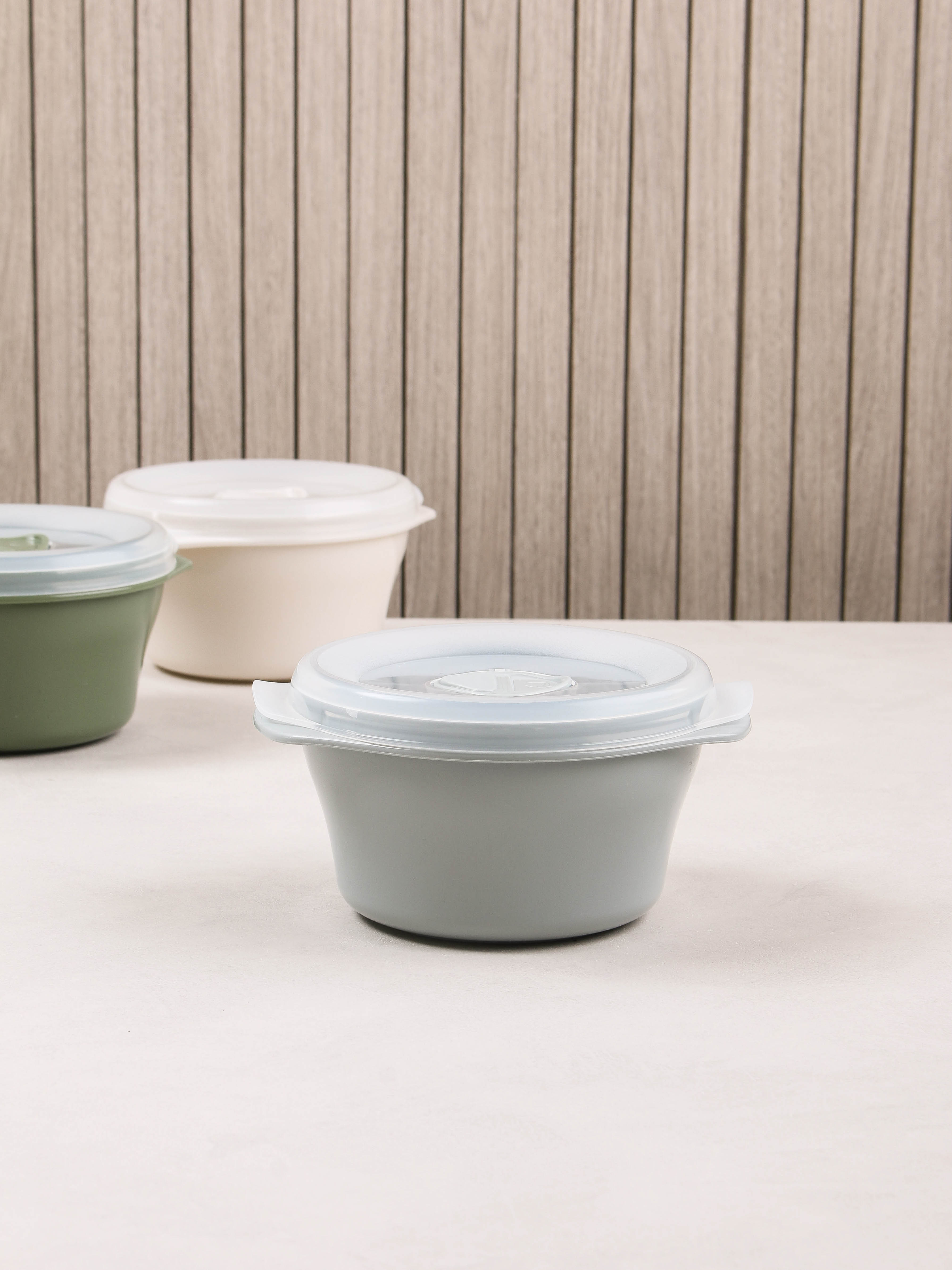 Microwavable Round Container 500ml Gray