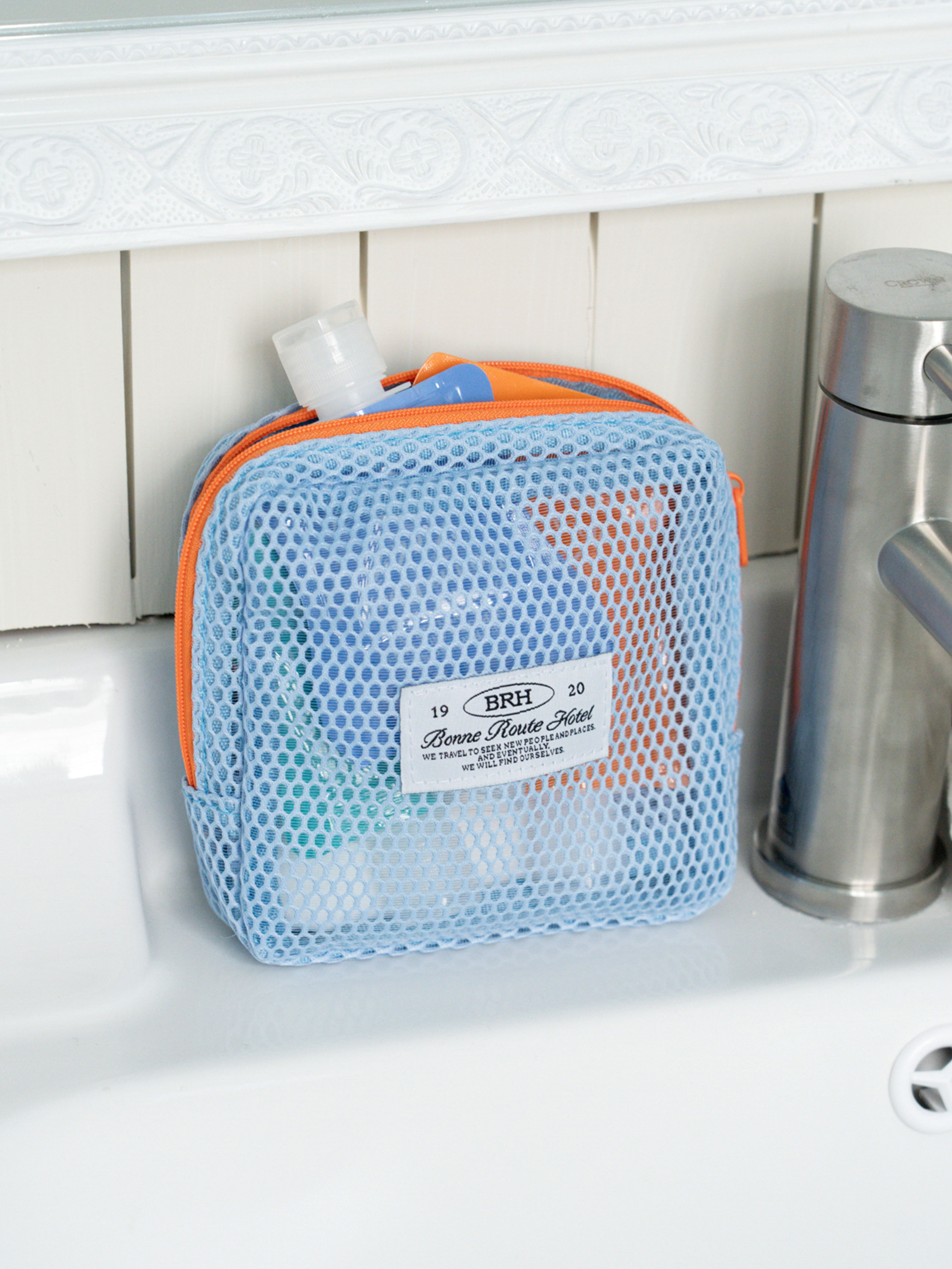 Travel Mesh Square Pouch Blue