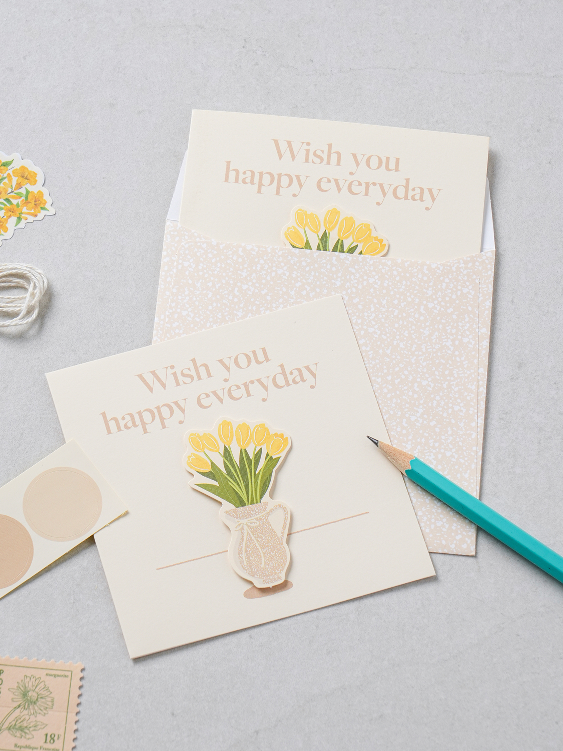 Three-dimensional flower card (2 sheets/1000) yellow