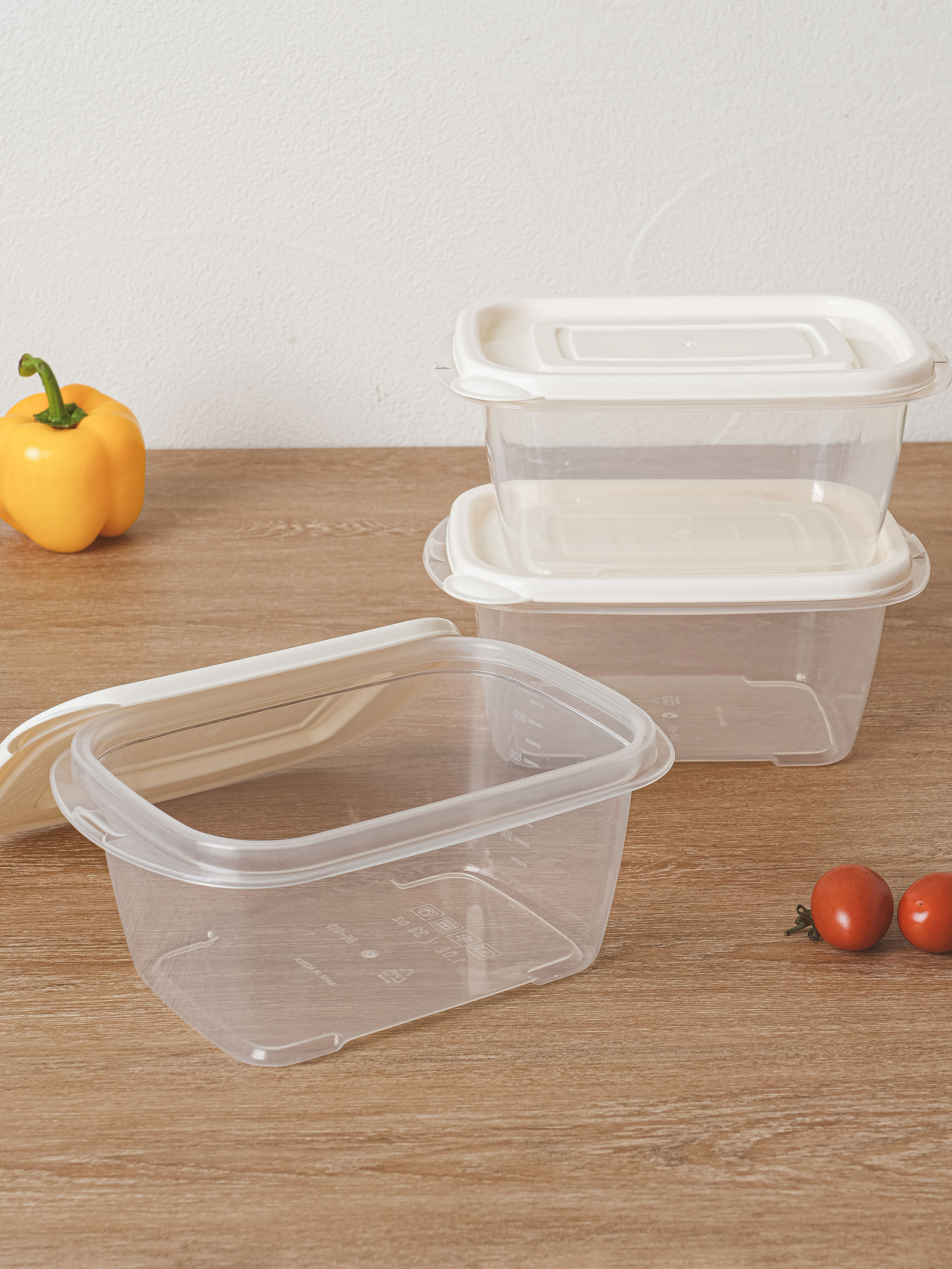 TARK Rectangular Convenient Container 1L 3 Pieces White