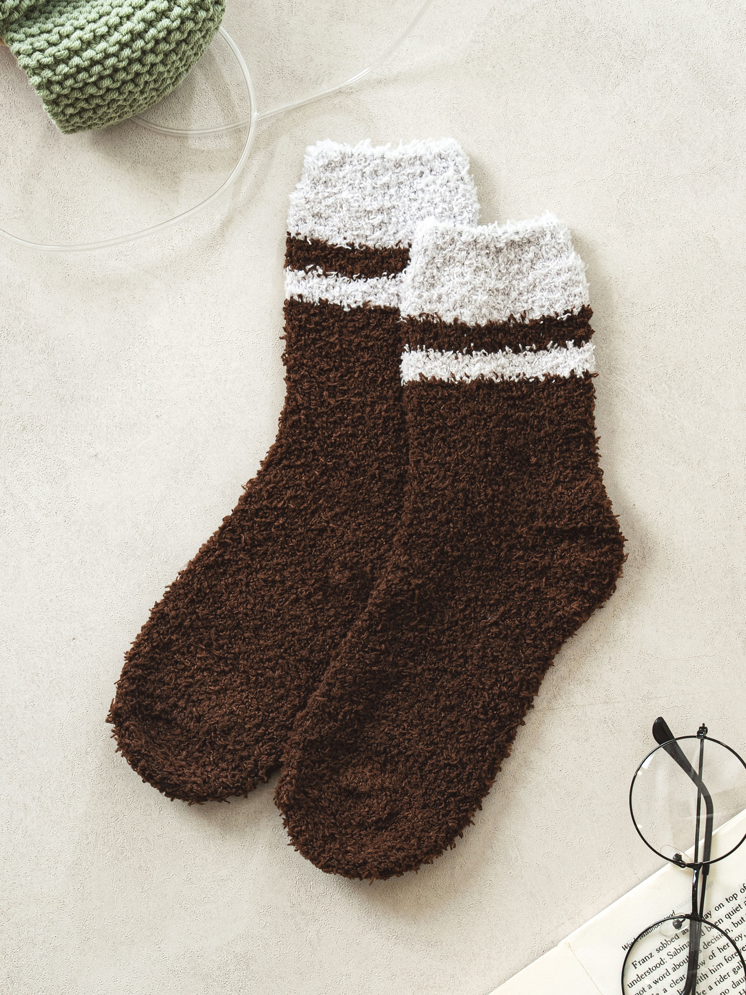 Monfoot Women's Ankle Colored Sleep Socks Brown