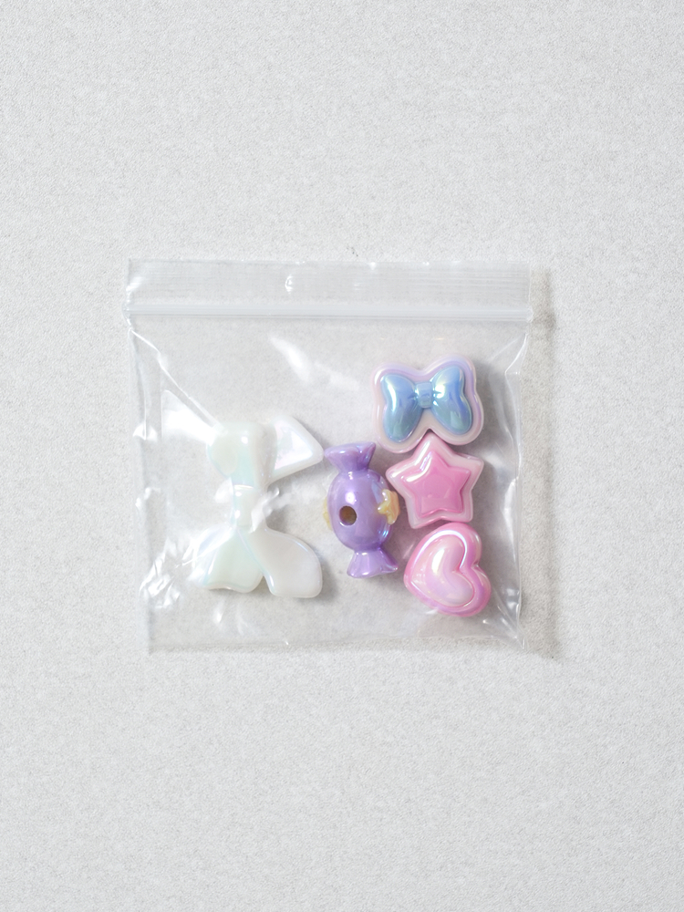 비즈DIY 모양 비즈 5개입 하트＆리본