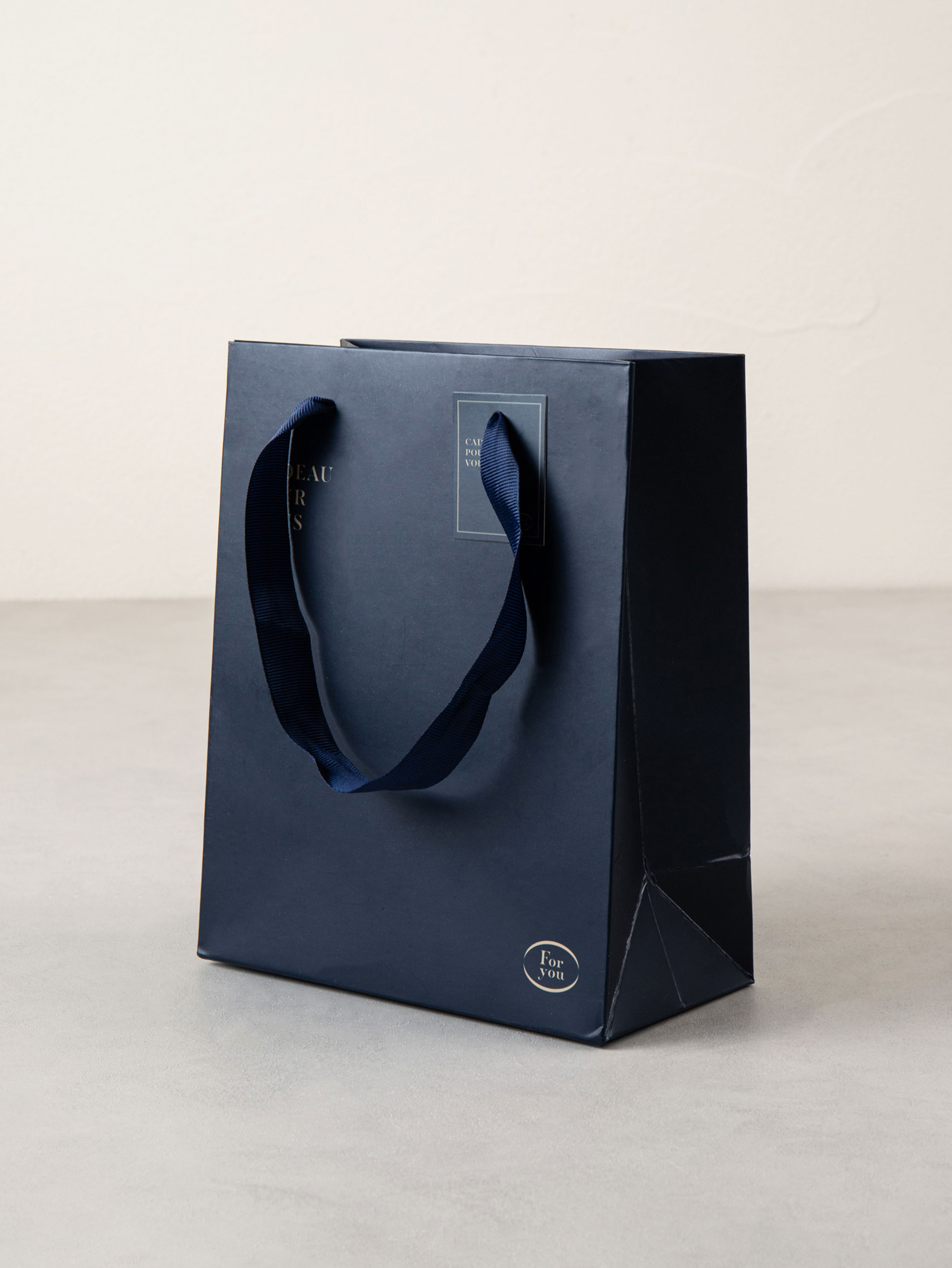 Luxury vertical shopping bag navy S