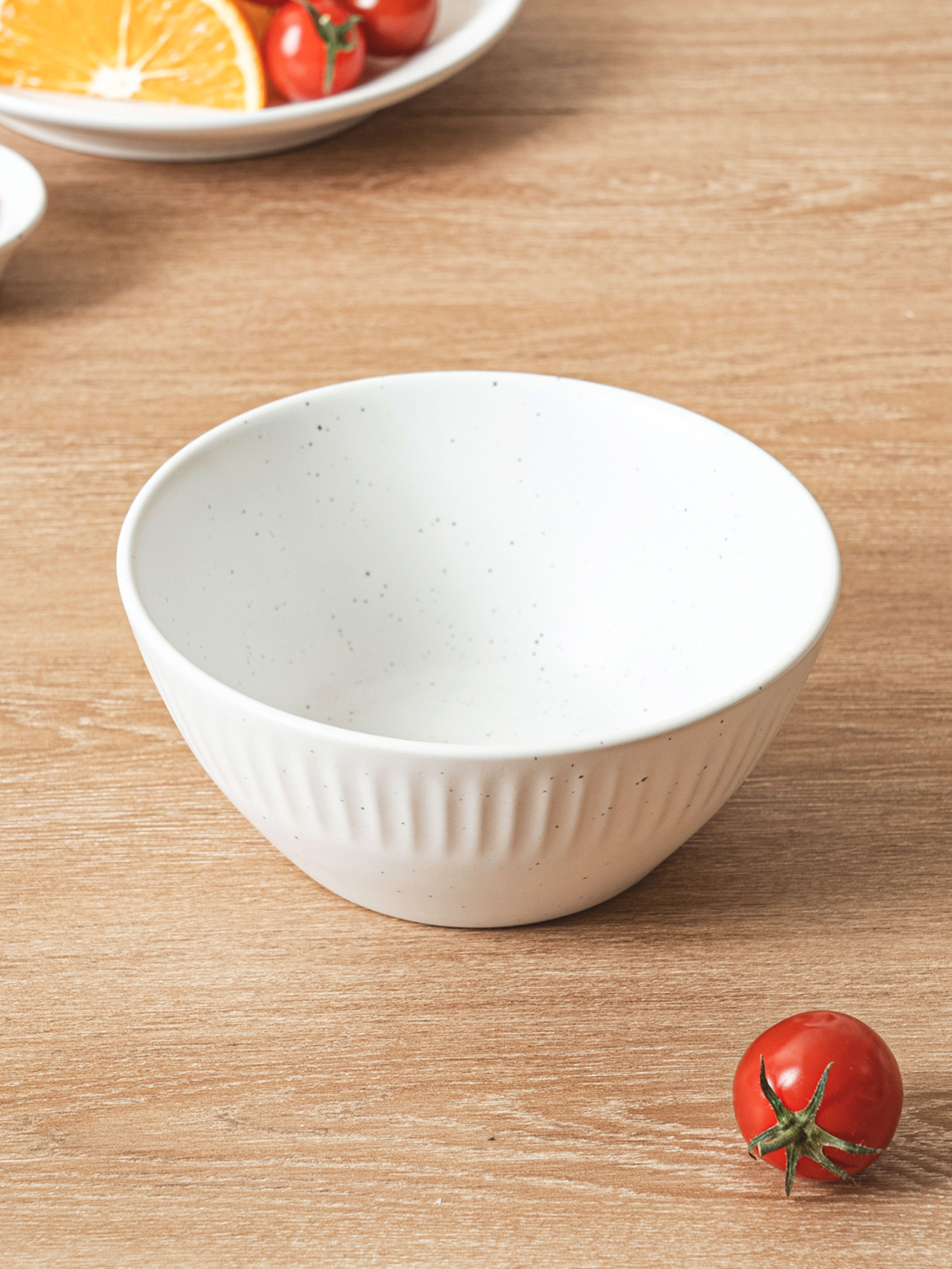Matte pastel striped embossed bowl 13 cm