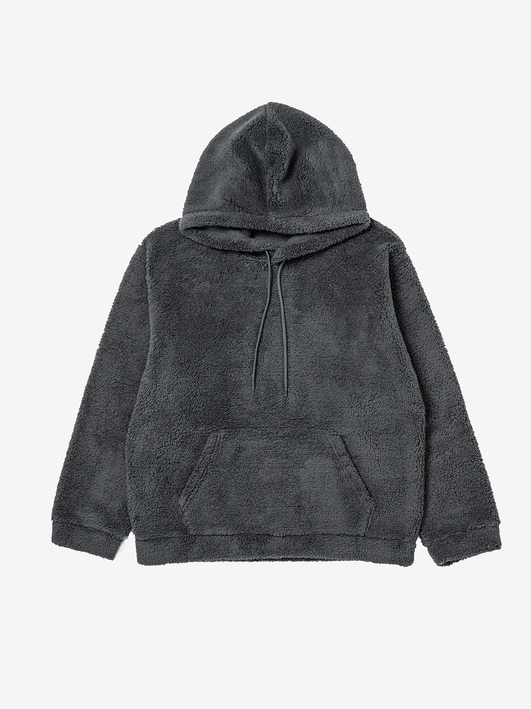 [Common]Fluffy long sleeve fleece hood L black gray