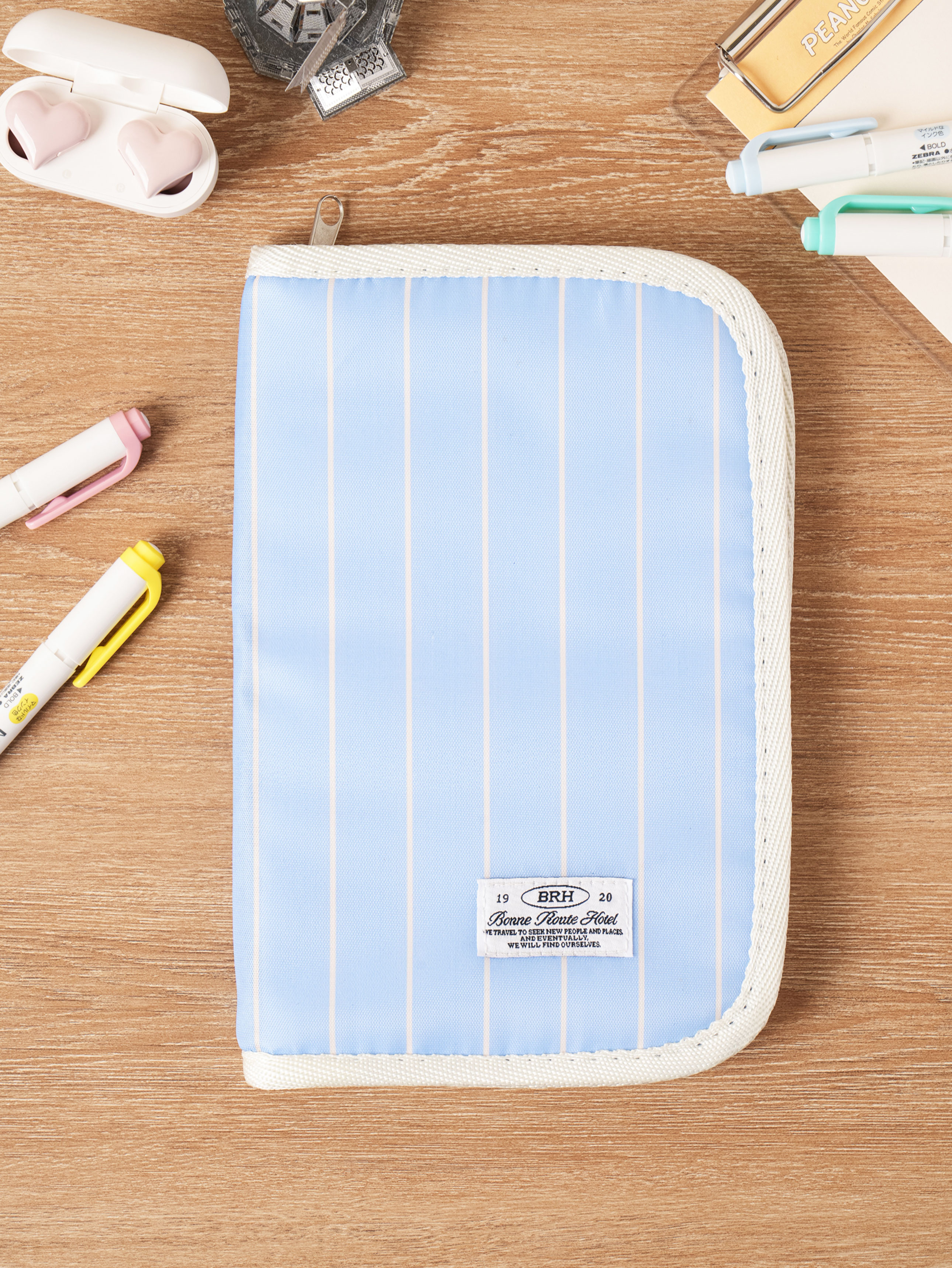 Striped wallet/travel pouch blue