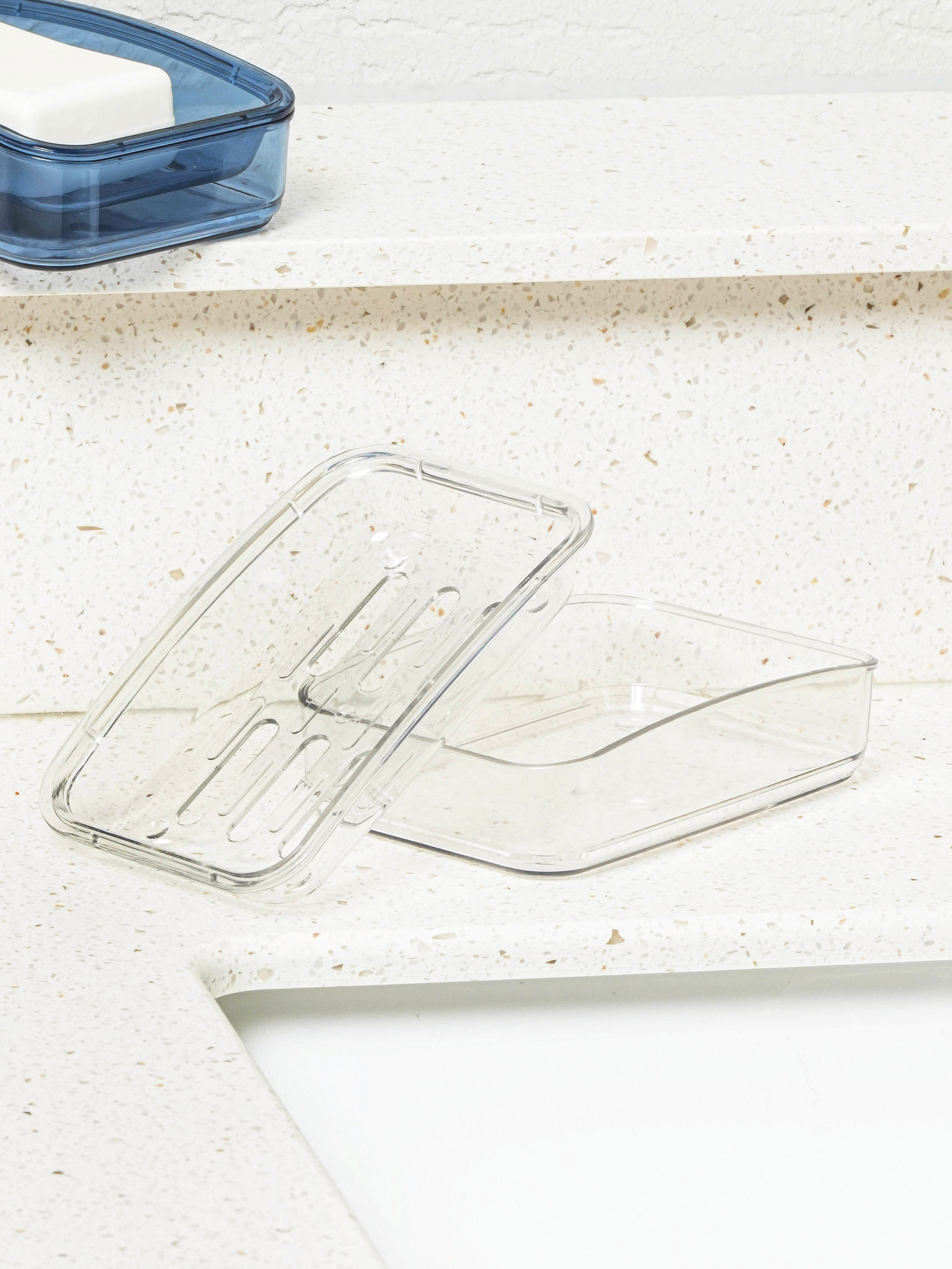 Clear open soap dish