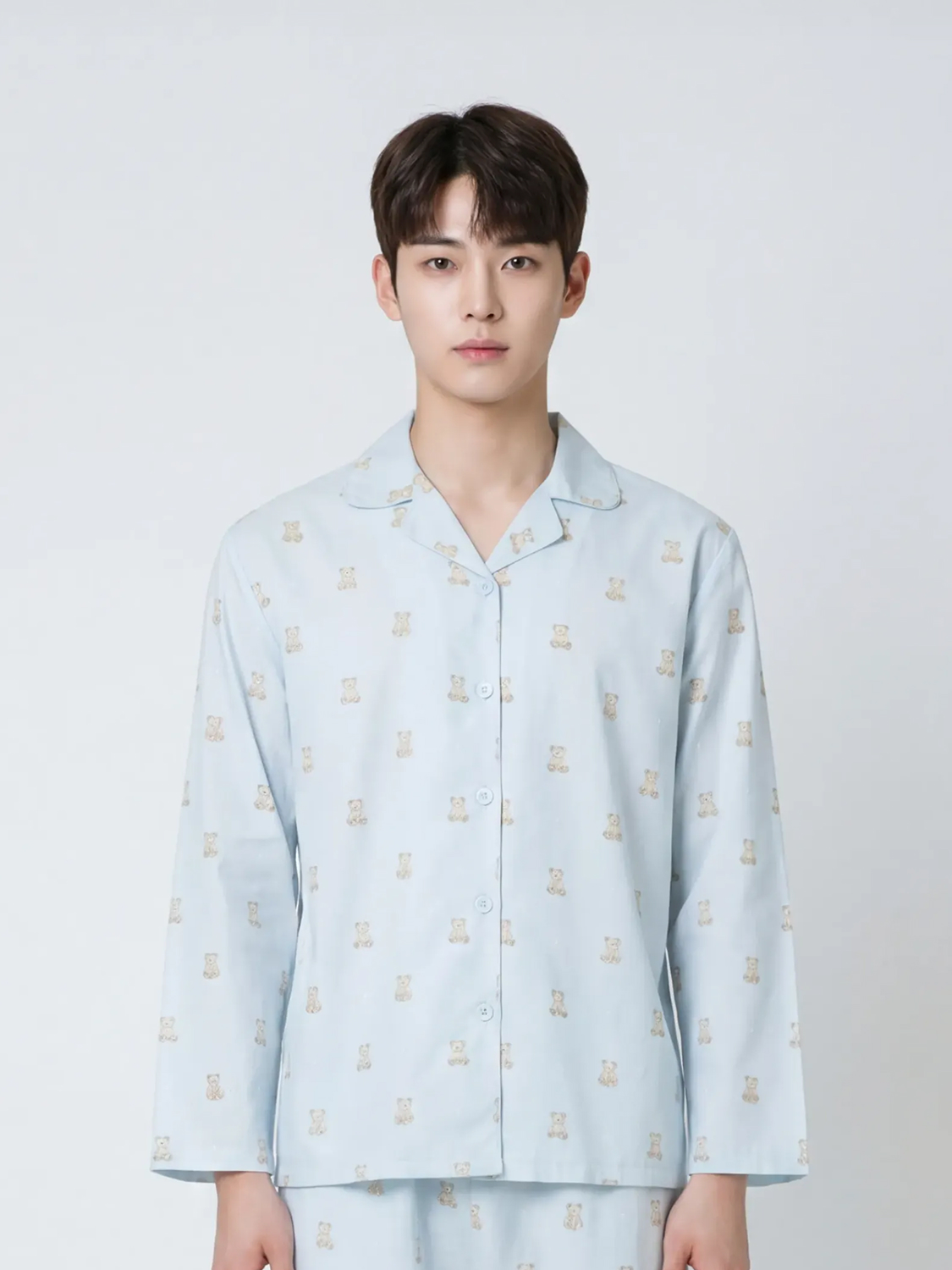 [Common] Pattern Print Pajama Top L Blue