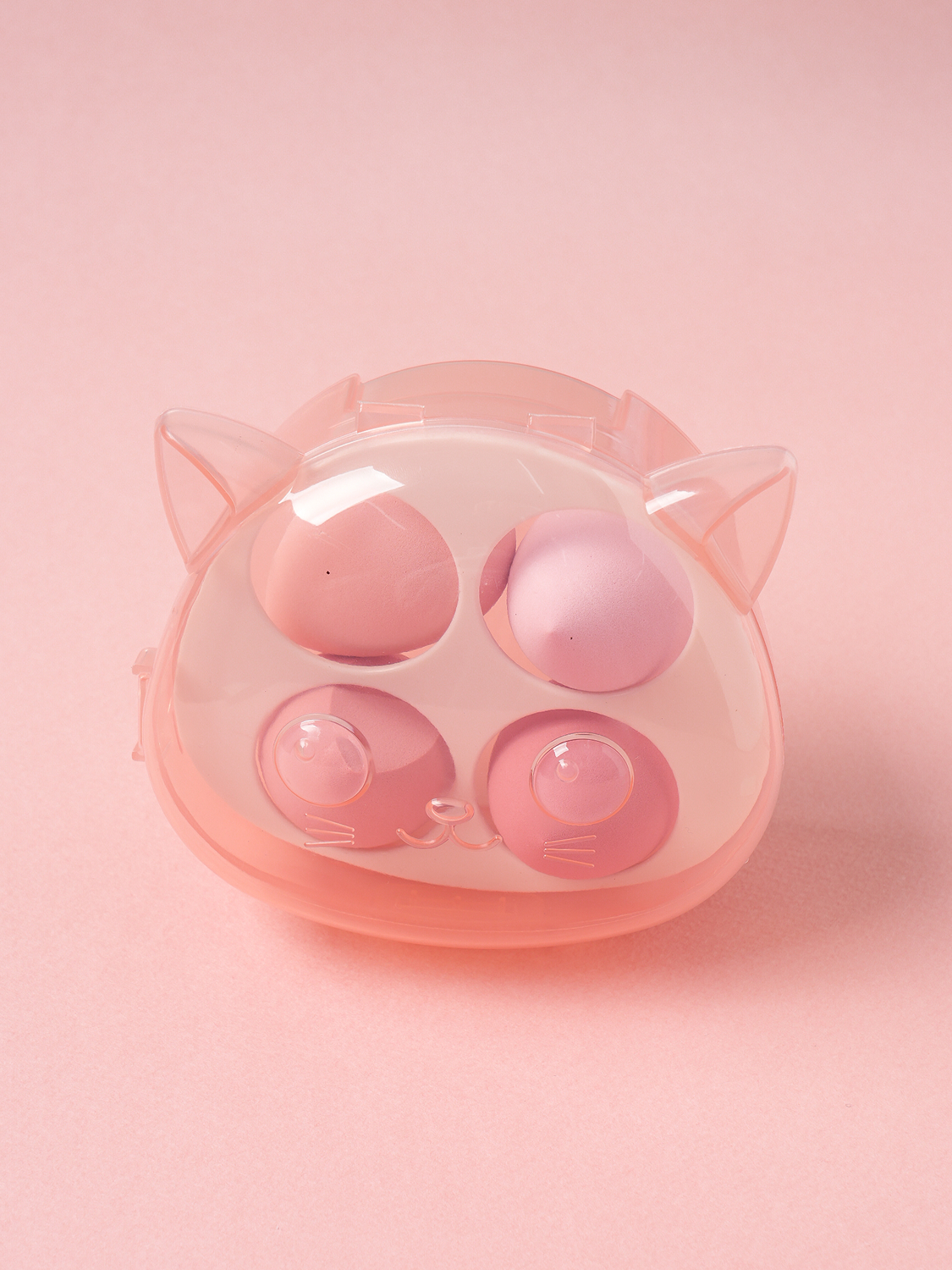 4 types of cat puffs & case set