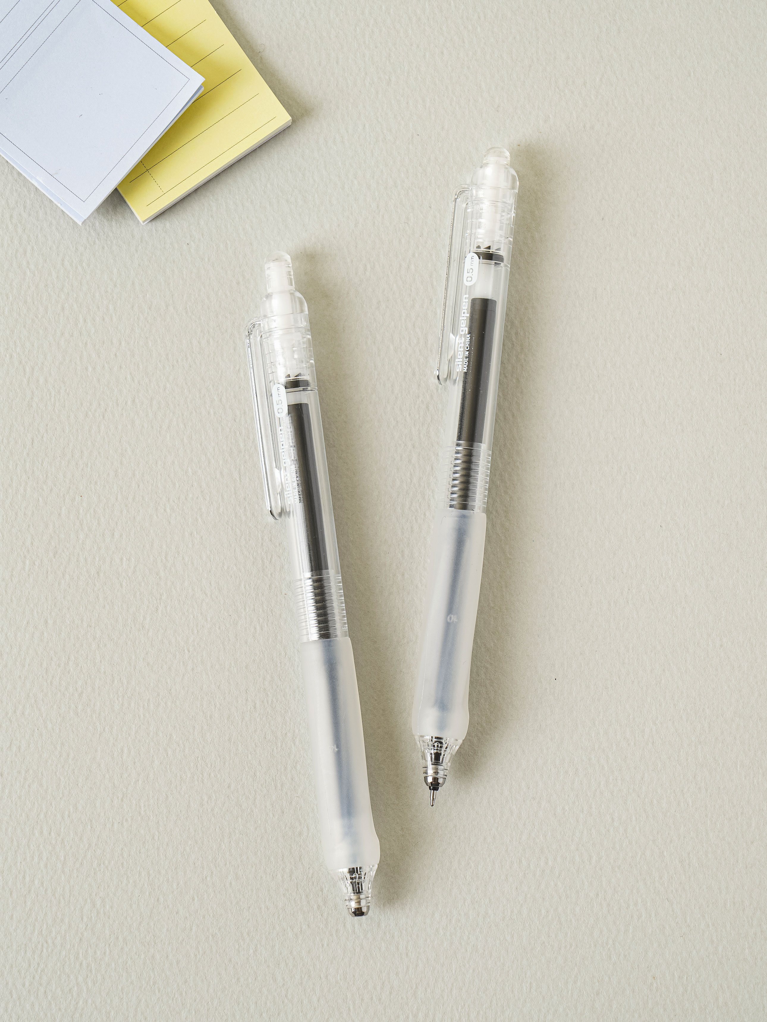 Noiseless knock gel pen 0.5 mm 2 pack black