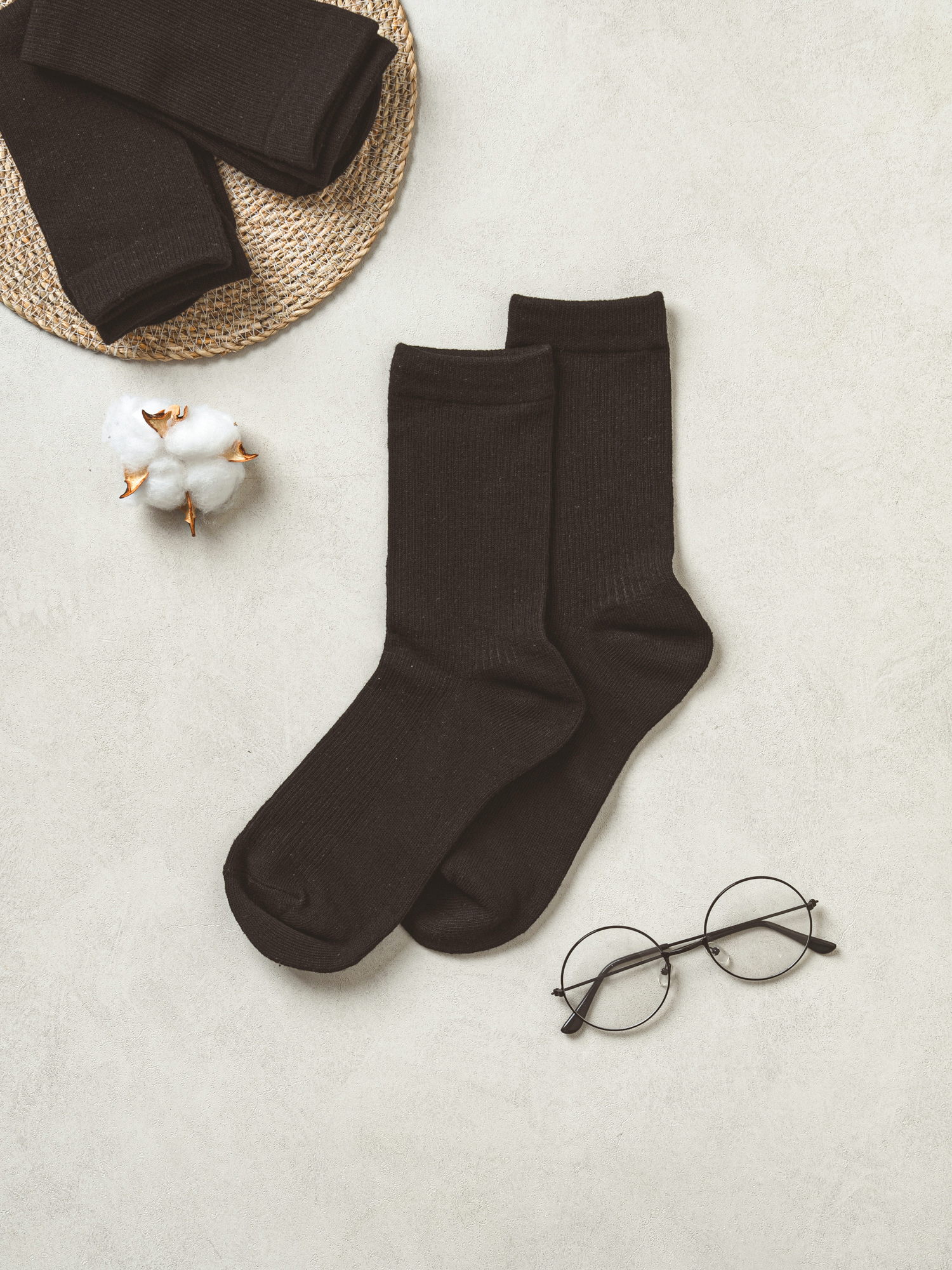 Monfoot Men's Long Tree Socks Set of 3 Black