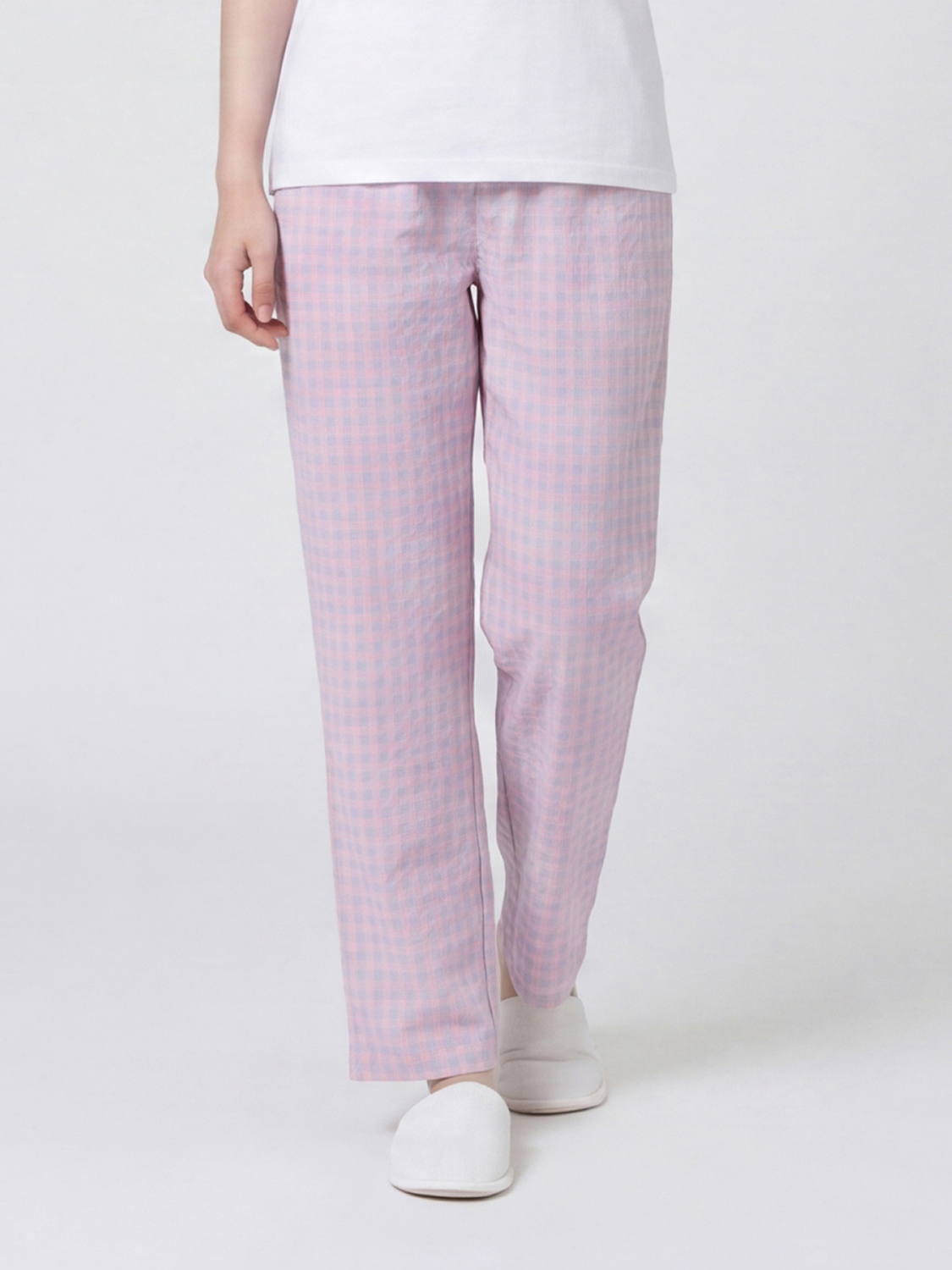 [Common] Check Pajama Bottoms M Pink