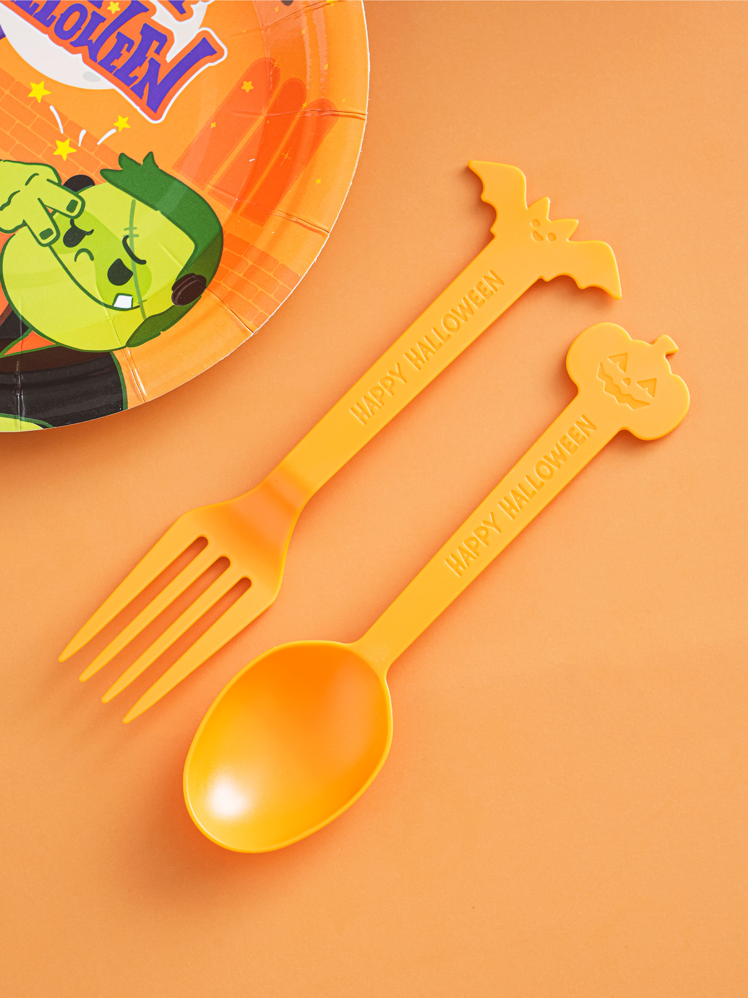 Party Fork & Spoon Set 10 Pieces Orange